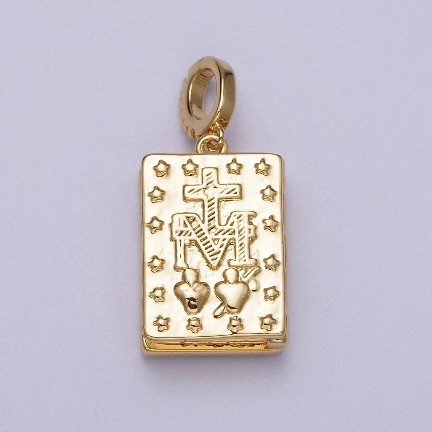 Gold square locket pendant lady guadalupe charm marian cross abalone, green, pink, white, shell opal book locket pendant h-139