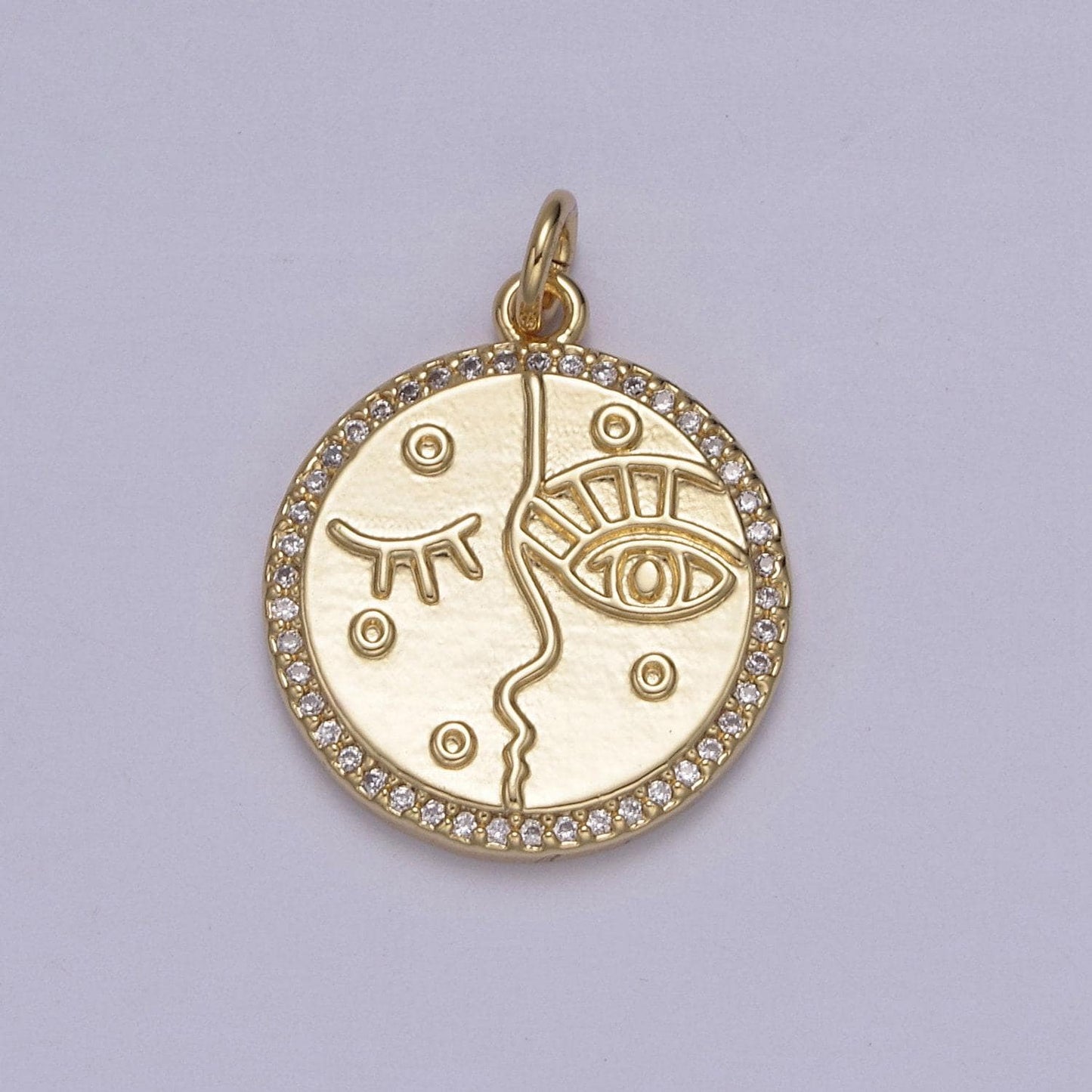 Dainty abstract women face artistic pendant 14k gold filled micro cz pave | diy charm add on necklace bracelet earring | n-816