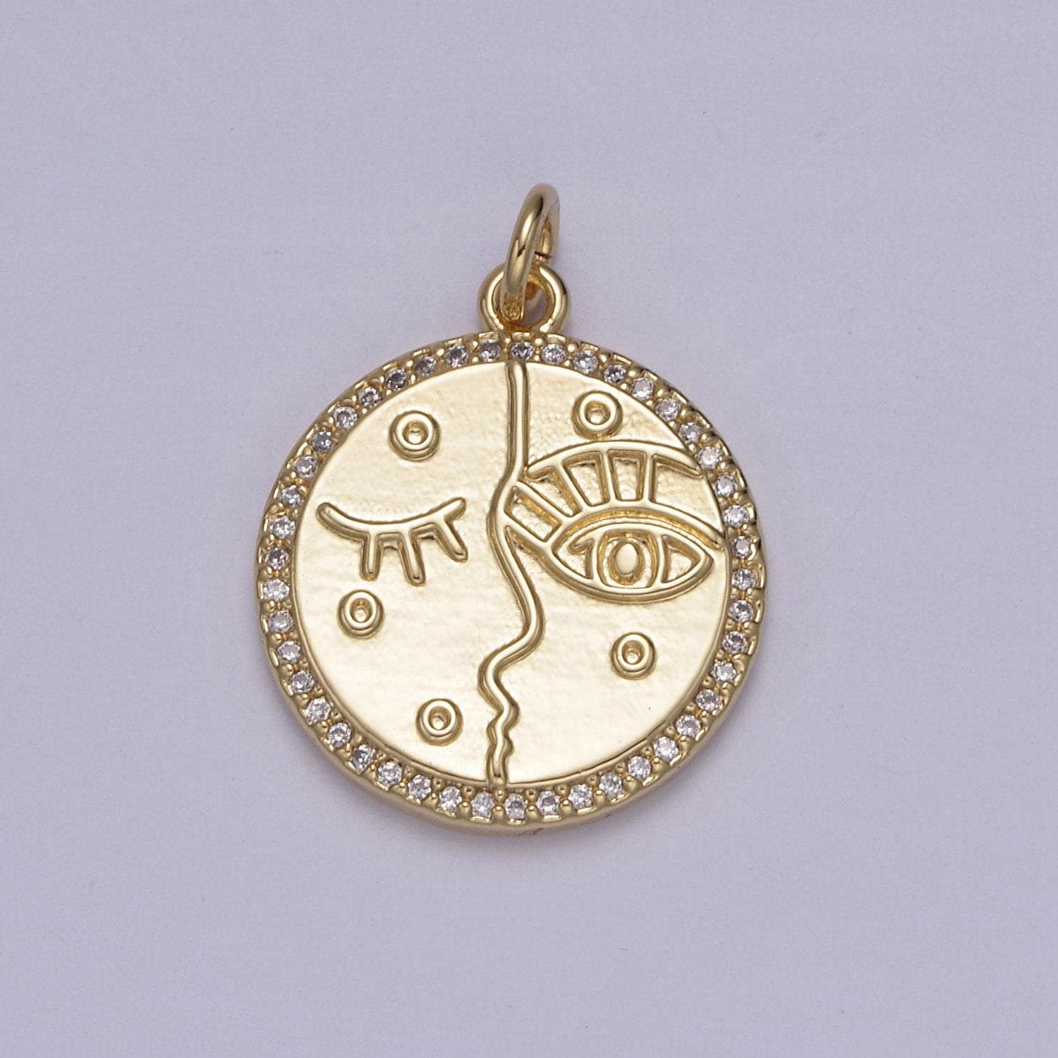 Dainty abstract women face artistic pendant 14k gold filled micro cz pave | diy charm add on necklace bracelet earring | n-816