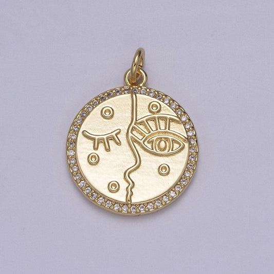 Dainty abstract women face artistic pendant 14k gold filled micro cz pave | diy charm add on necklace bracelet earring | n-816