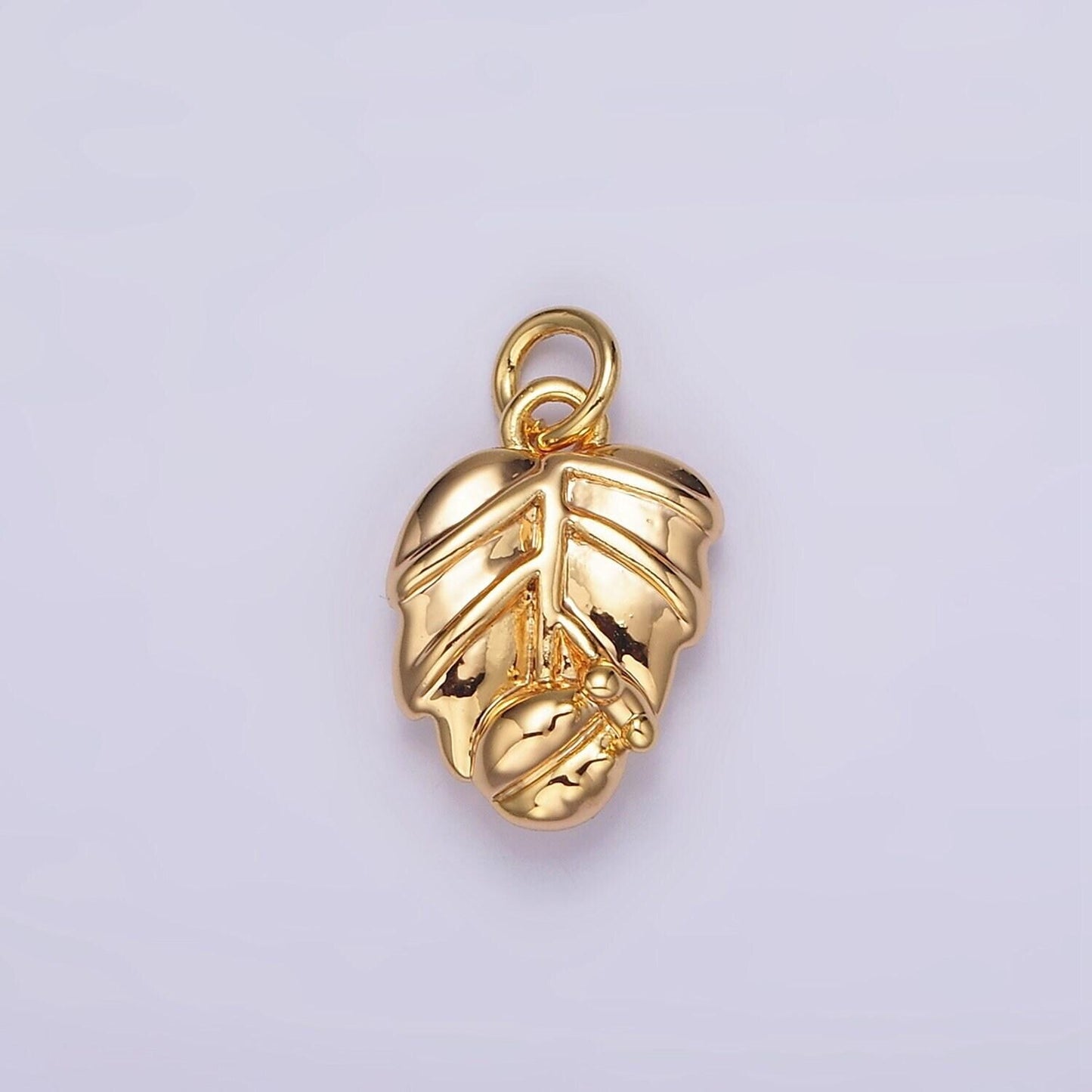 14k gold filled ladybug palm leaf add-on charm | n-1768