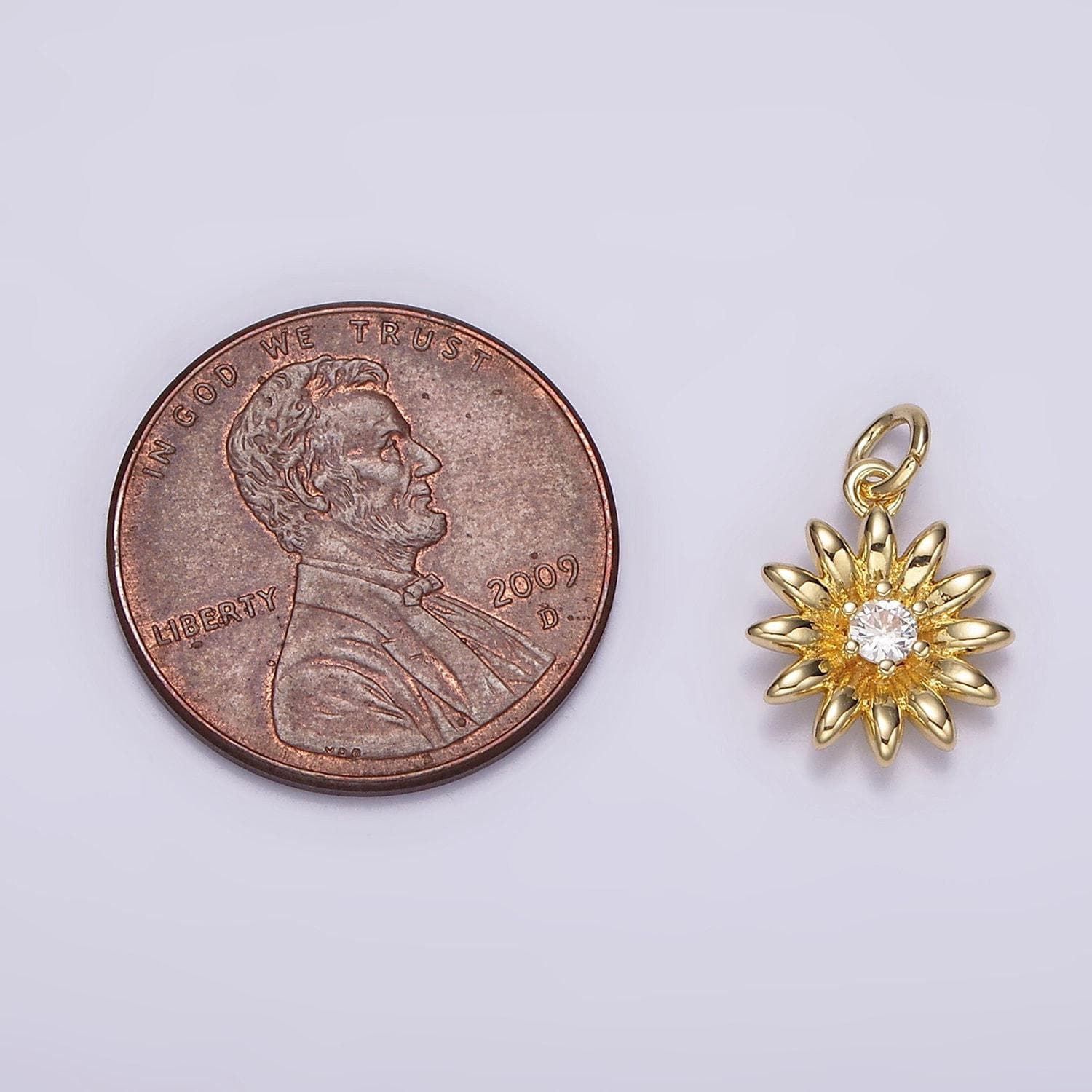 Mini sunflower charm 14k gold filled round pendant flower pendant floral summer jewelry inspired for bracelet necklace supply ag412