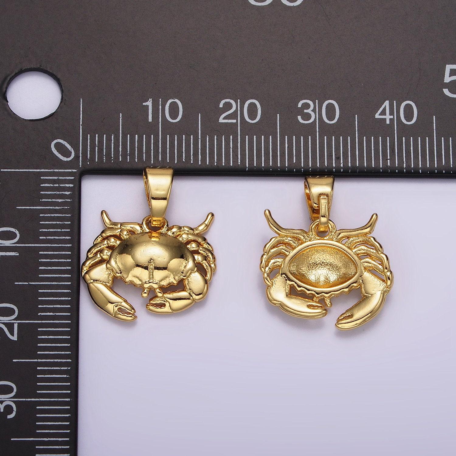 Dainty gold crab charm, king crab bracelet charm, dainty necklace charm, tiny earring charm, ocean underwater animal ah042