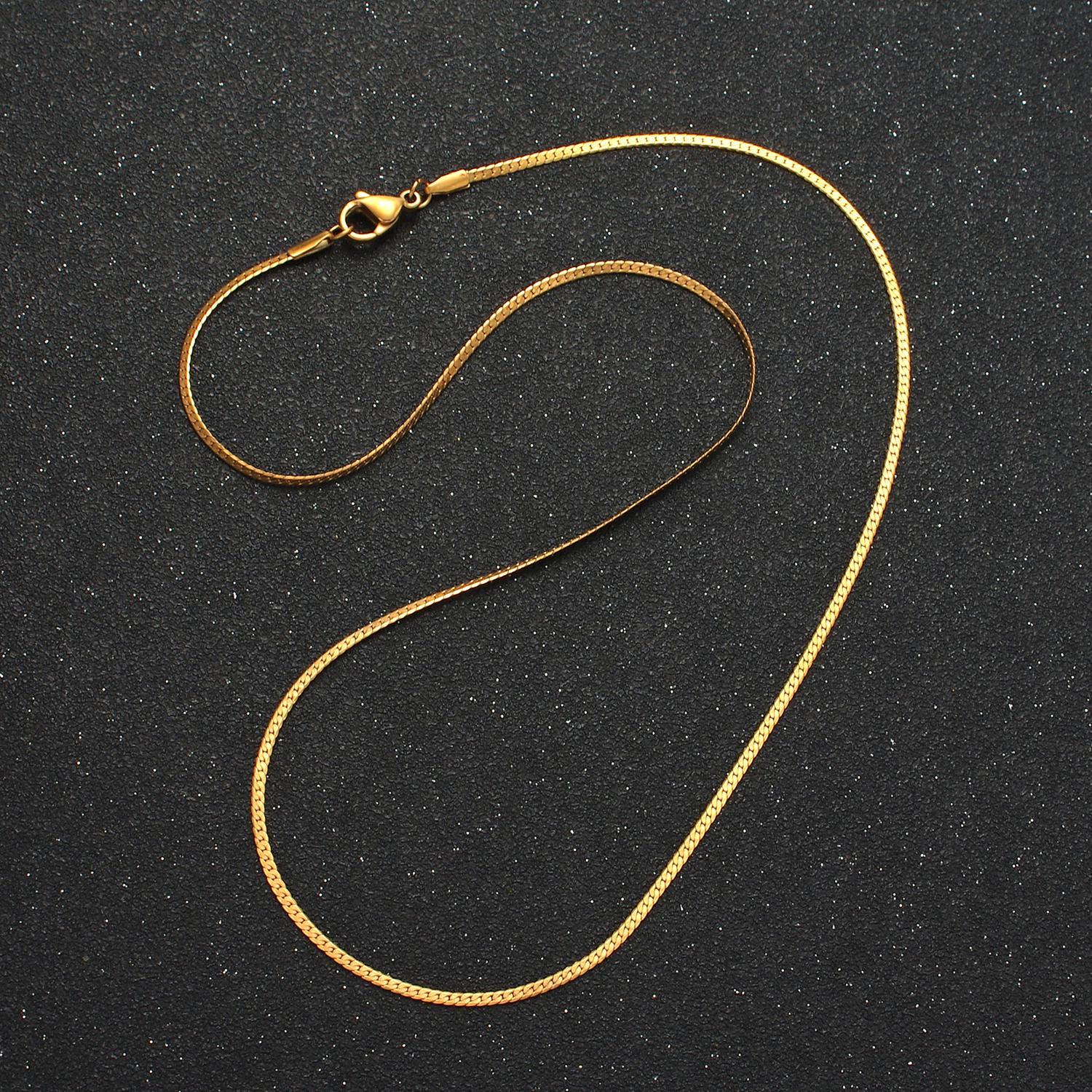 17.5 inch herringbone chain stainless steel necklace in gold & silver | wa-2608 wa-2609