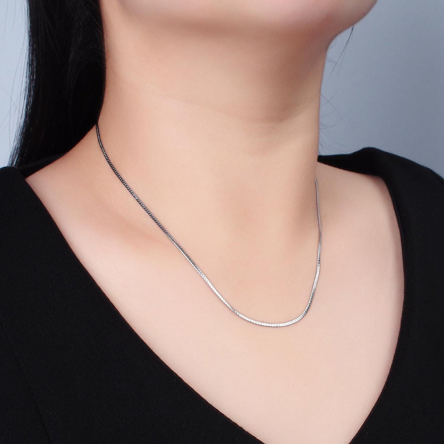 17.5 inch herringbone chain stainless steel necklace in gold & silver | wa-2608 wa-2609