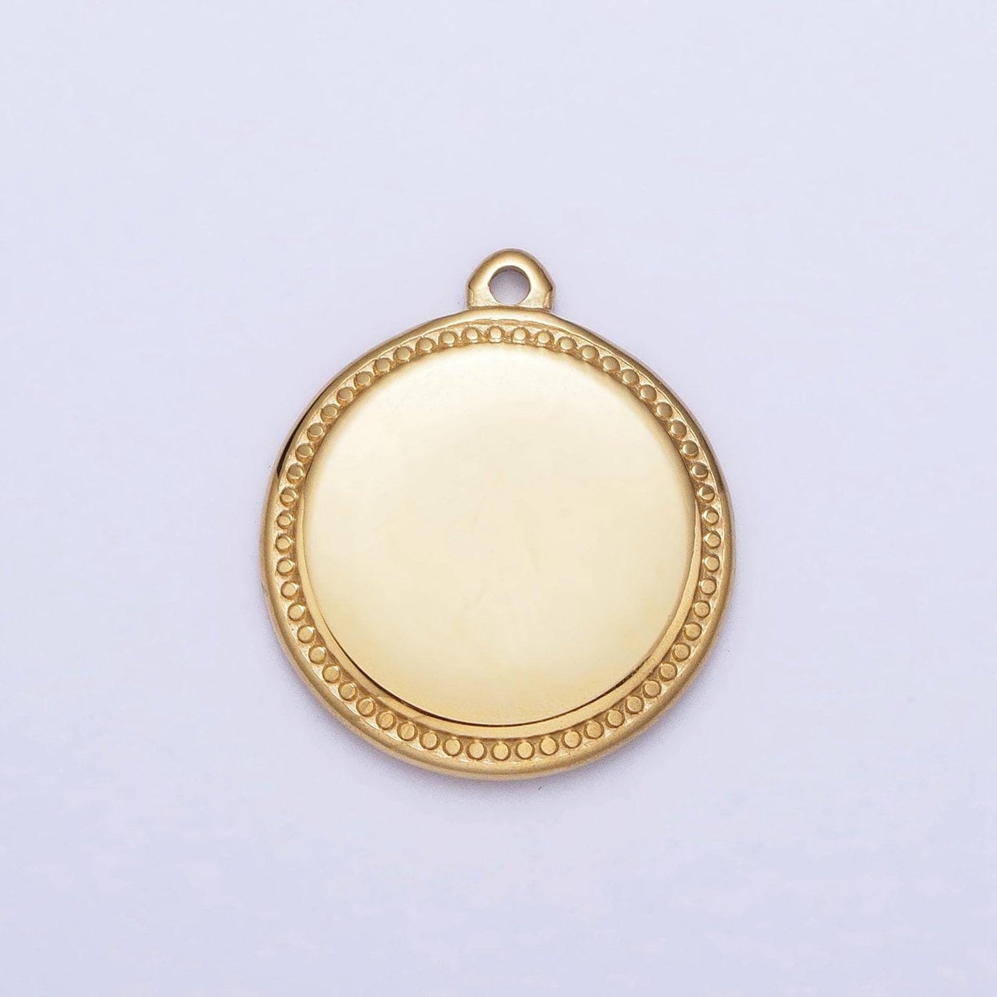 Dainty stainless steel round charm in gold & silver circle medallion pendant lead nickel free tarnish free | p-904