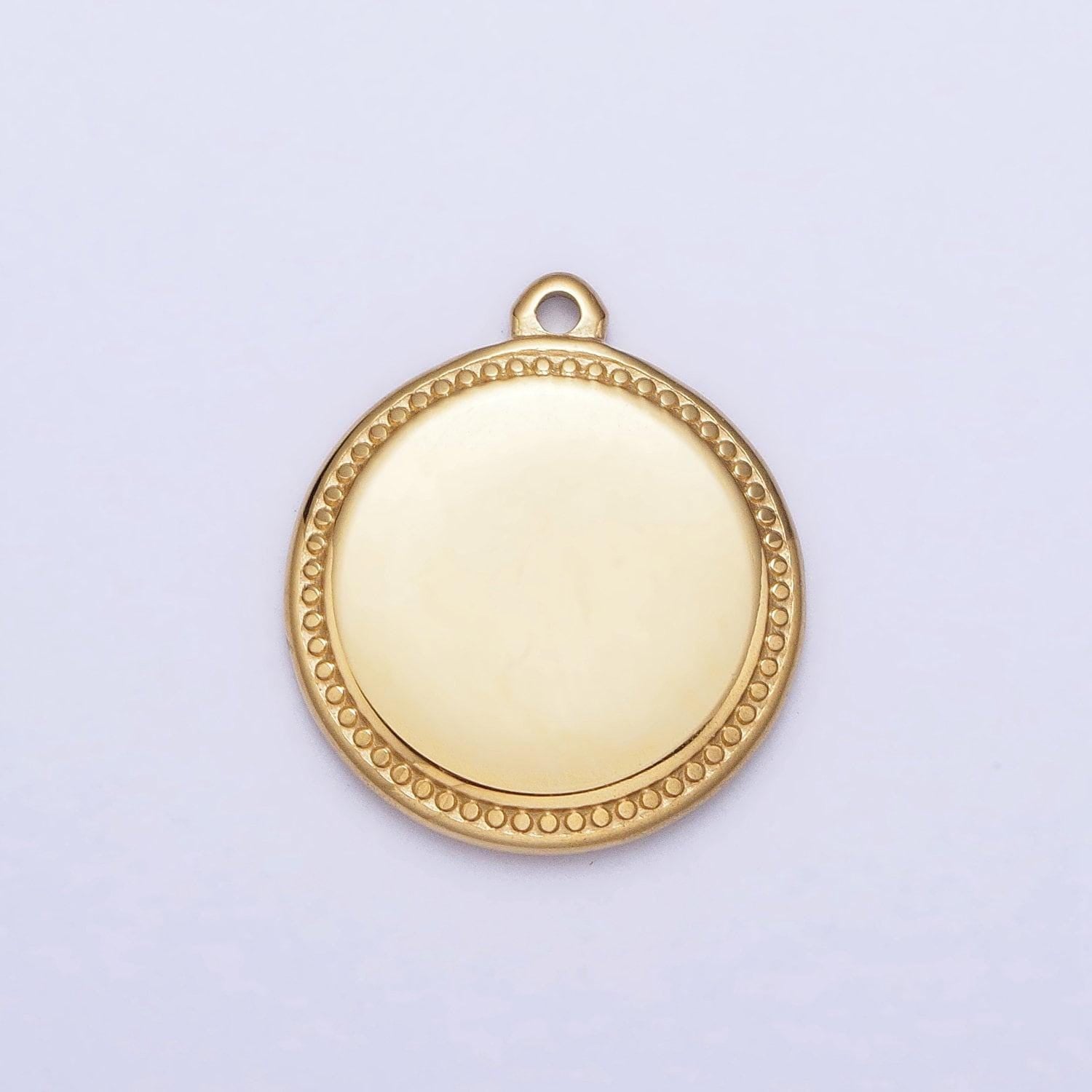 Dainty stainless steel round charm in gold & silver circle medallion pendant lead nickel free tarnish free | p-904