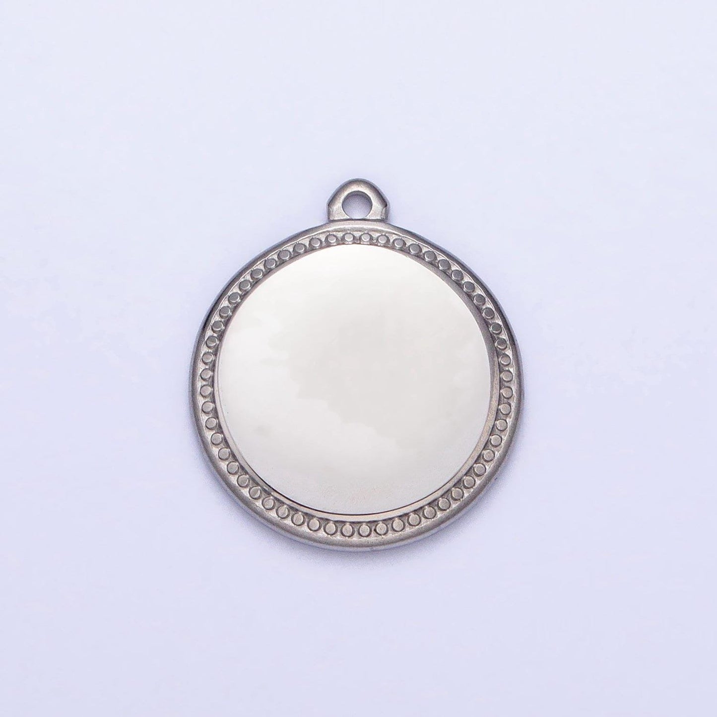 Dainty stainless steel round charm in gold & silver circle medallion pendant lead nickel free tarnish free | p-904