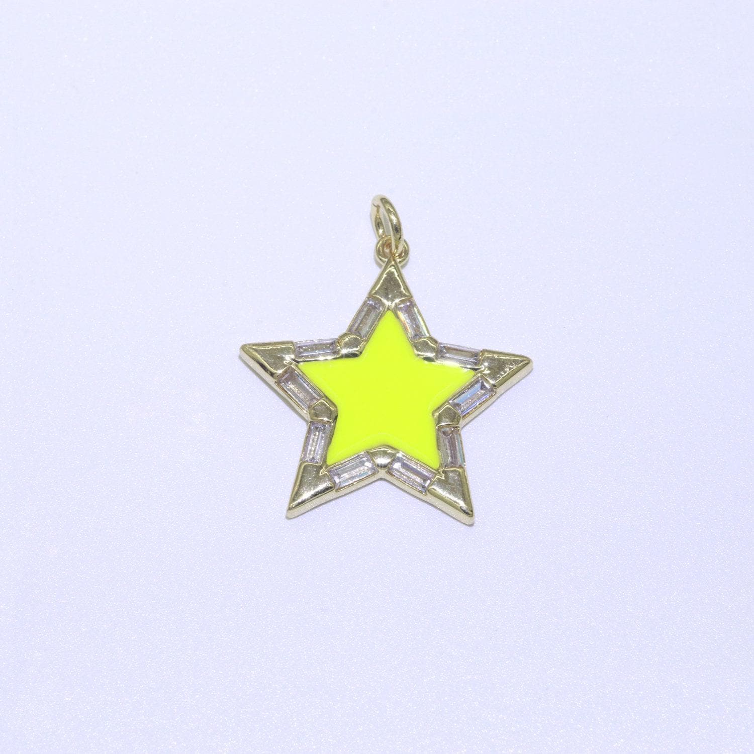 Colorful enamel star charm pendant, red yellow pink green blue enamel cubic pendant, 14k gold filled celestial jewelry making supply