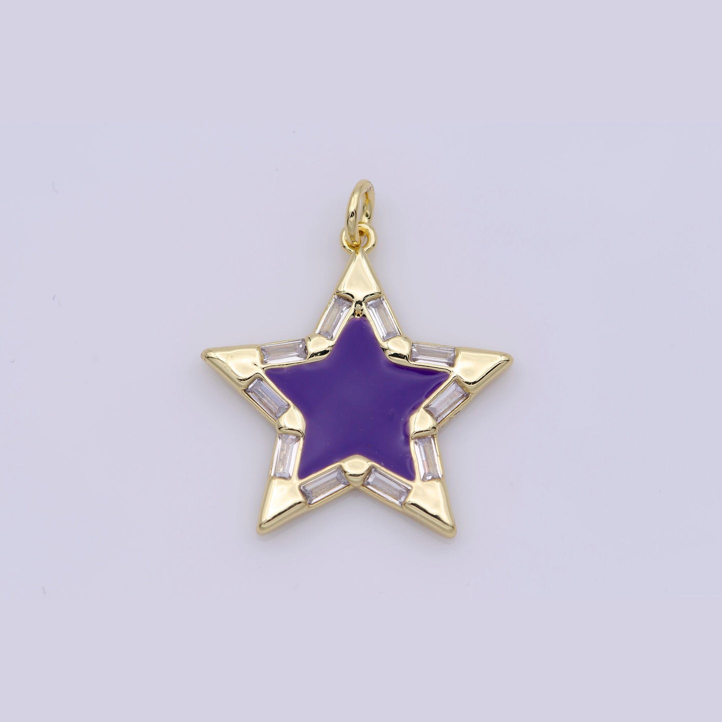Colorful enamel star charm pendant, red yellow pink green blue enamel cubic pendant, 14k gold filled celestial jewelry making supply