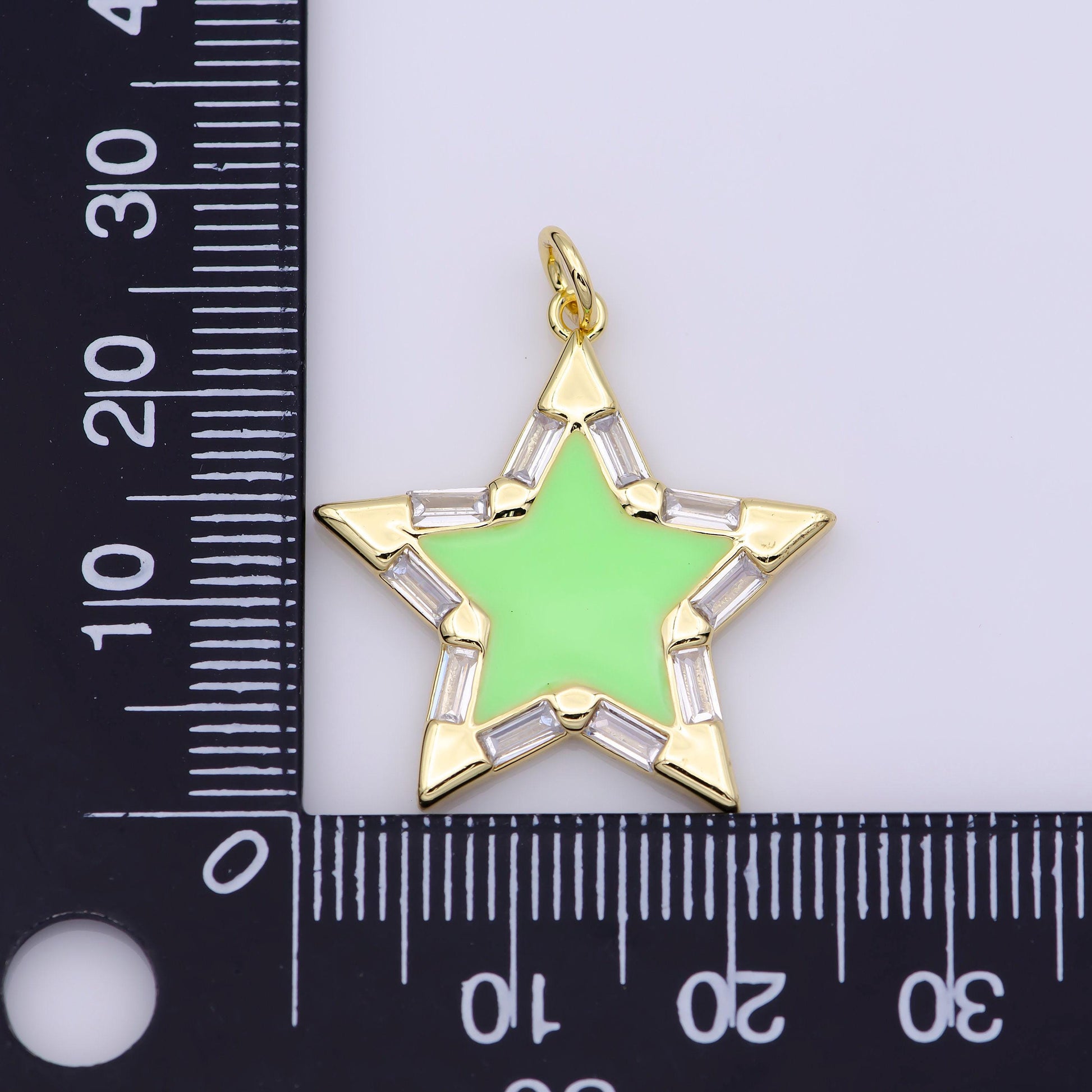 Colorful enamel star charm pendant, red yellow pink green blue enamel cubic pendant, 14k gold filled celestial jewelry making supply