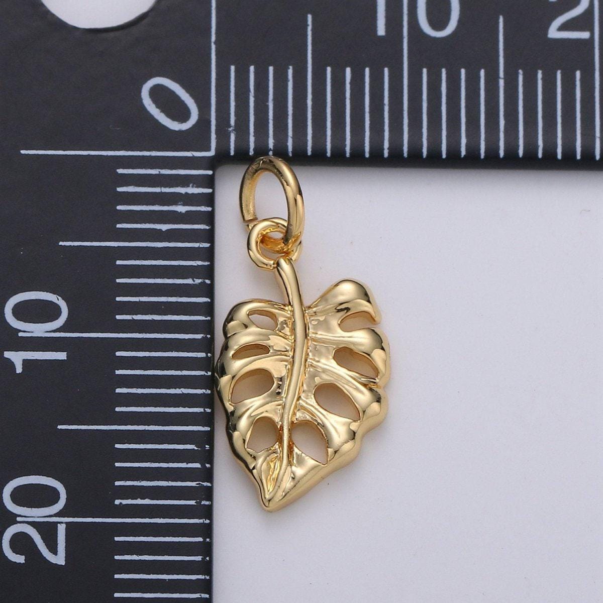 Mini dainty monstera charm lead free, nickel free for bracelet necklace earrings component, leaf charms for jewelry supply,d-465