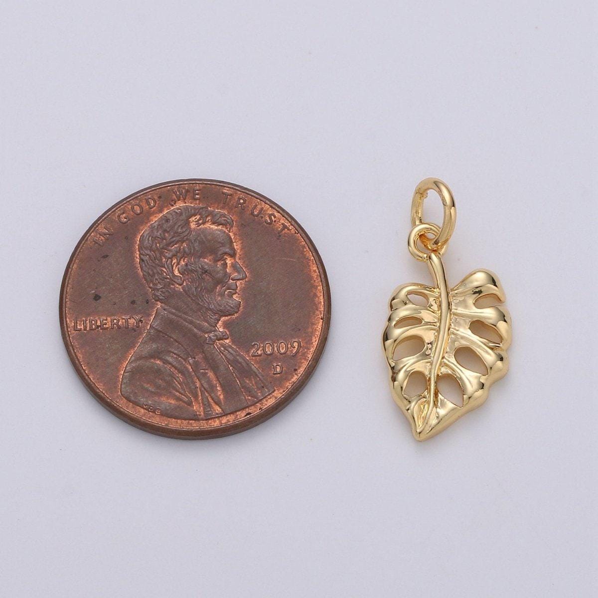 Mini dainty monstera charm lead free, nickel free for bracelet necklace earrings component, leaf charms for jewelry supply,d-465