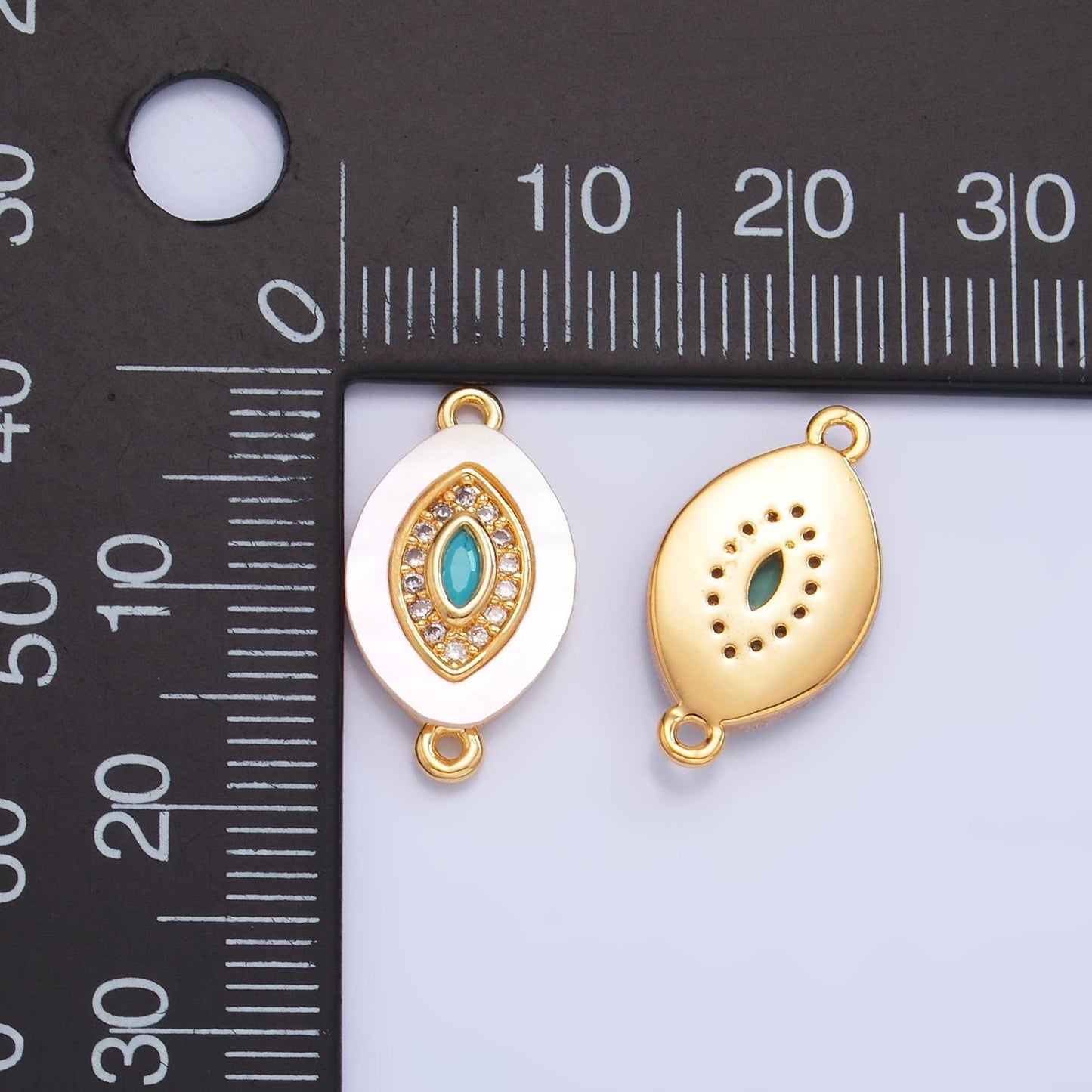 Dainty micro pave oval turquoise evil eye connector cz evil eye charm connector pearl gold evil eye bracelet connector link charm f914