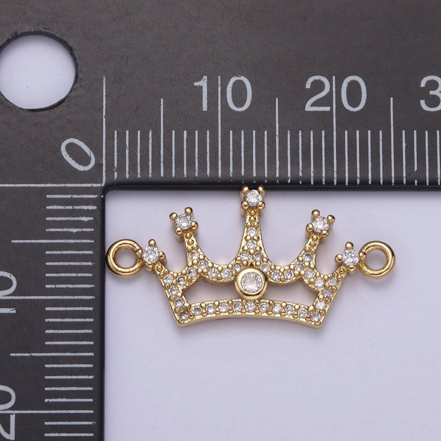 Dainty tiara charm connector in 24k gold filled micro pave princess crown gift bracelet jewelry making supply y-433