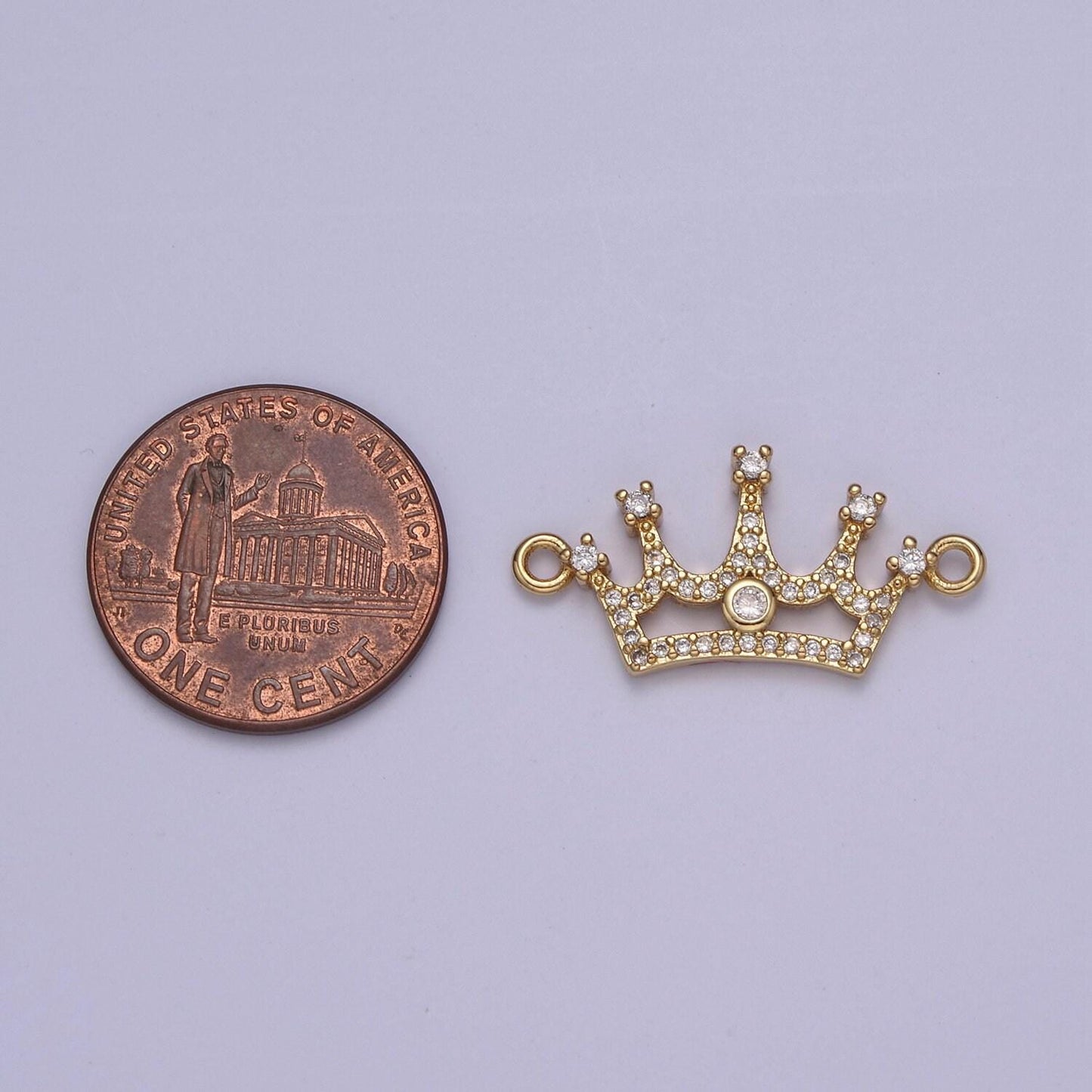 Dainty tiara charm connector in 24k gold filled micro pave princess crown gift bracelet jewelry making supply y-433