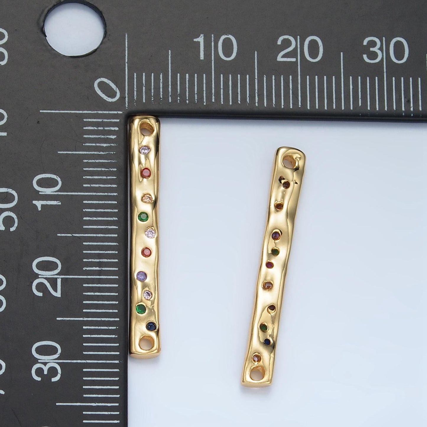 Colorful paved cz gold filled bar connector | f-235