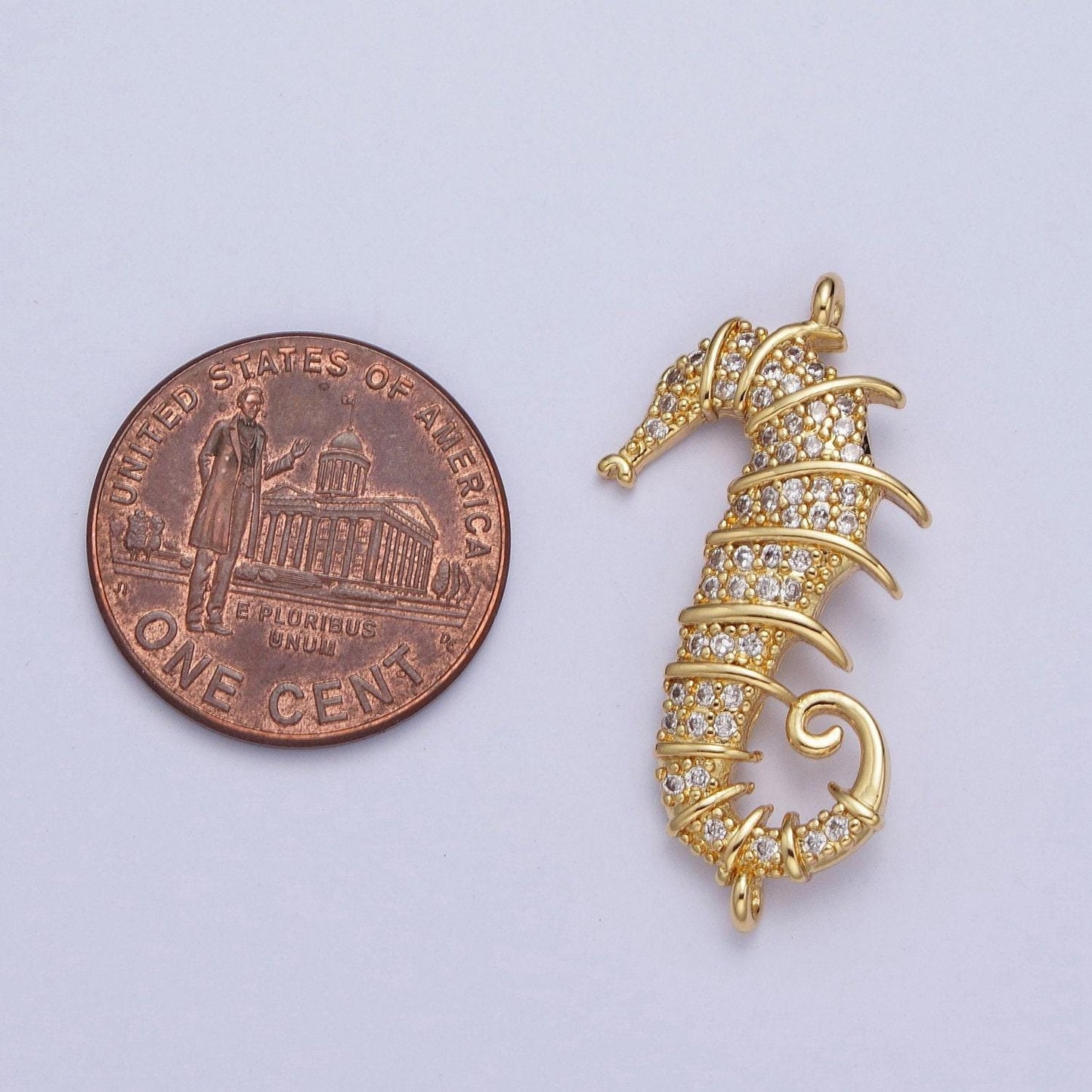 24k gold filled cute sea horse link connector, dainty seahorse clear micro pave cz connector, animal link cubic under the sea | g-884