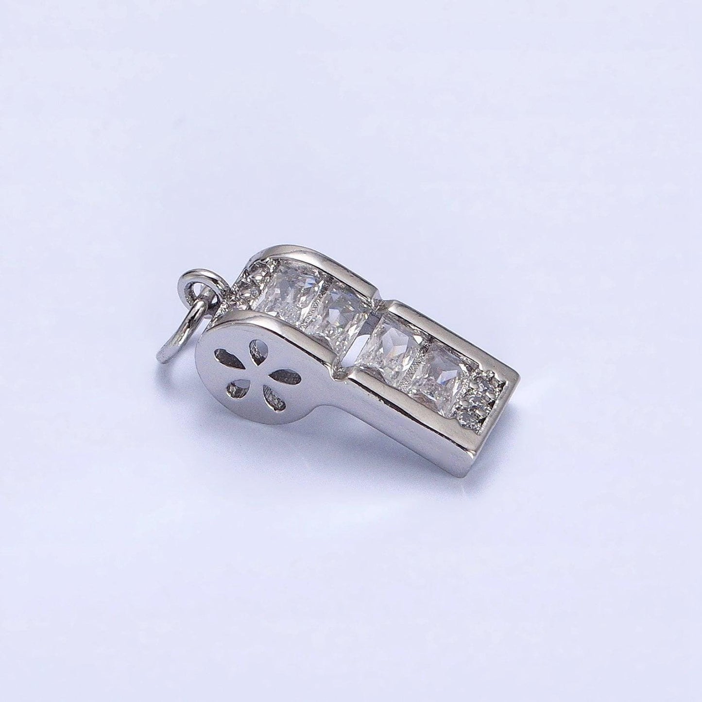 24k gold filled clear baguette whistle flower add-on charm in gold & silver