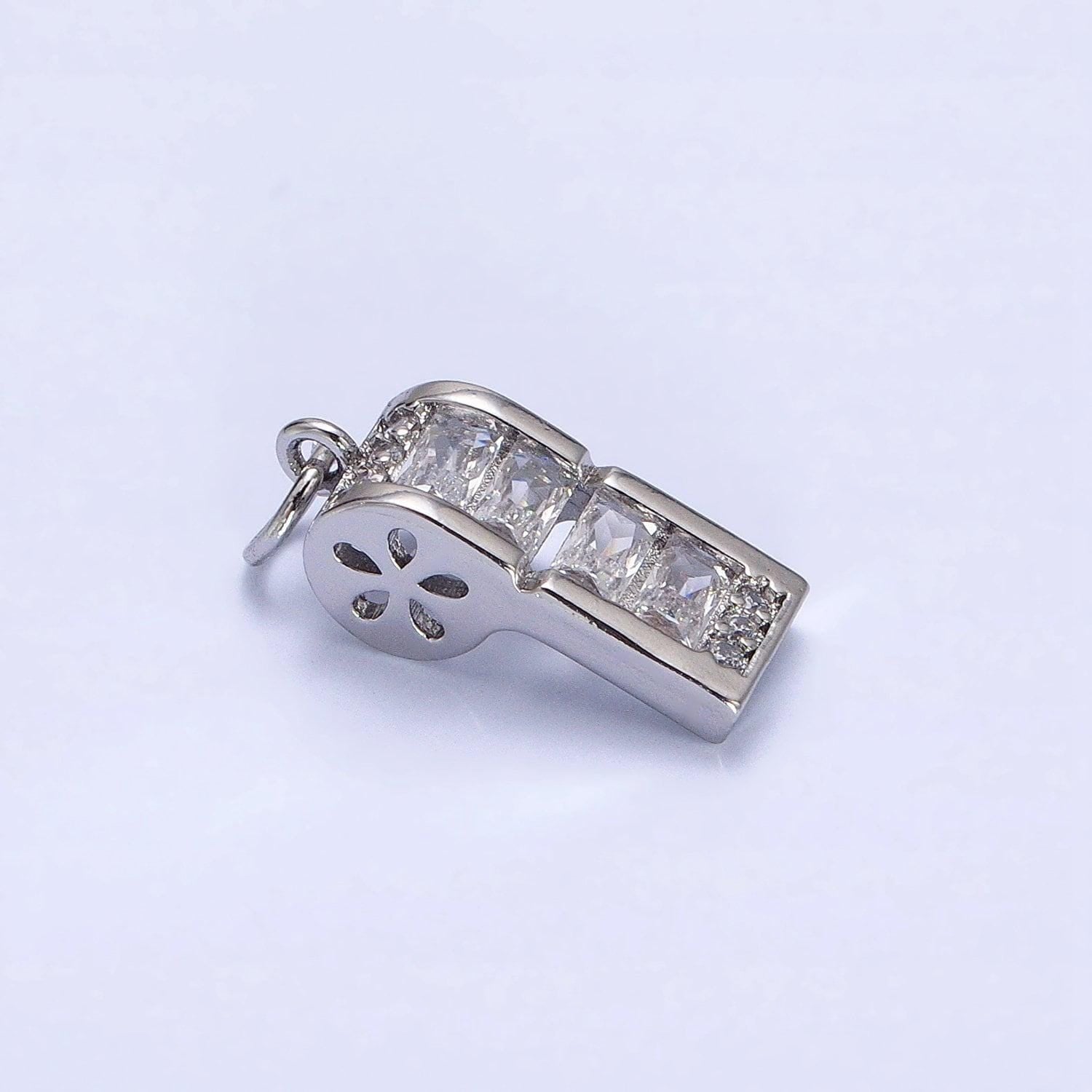 24k gold filled clear baguette whistle flower add-on charm in gold & silver