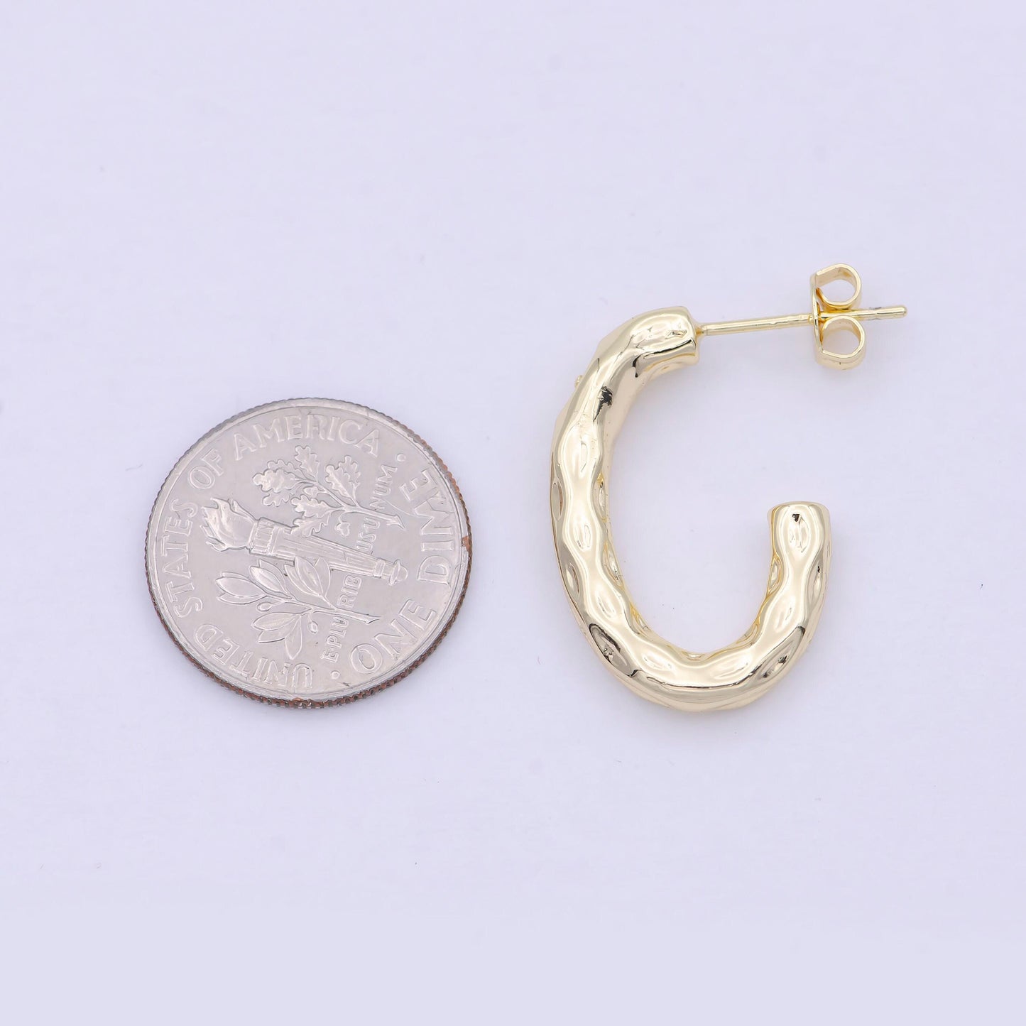 Hammered stud hoop earring post hoop studs, modern hoops basic hoop earrings, in 14k gold filled for everday wear