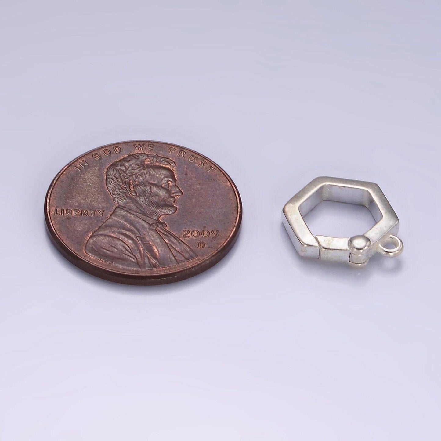 S925 sterling silver hexagon push gate clasps for jewelry making supplies charm holder necklace component sl-472