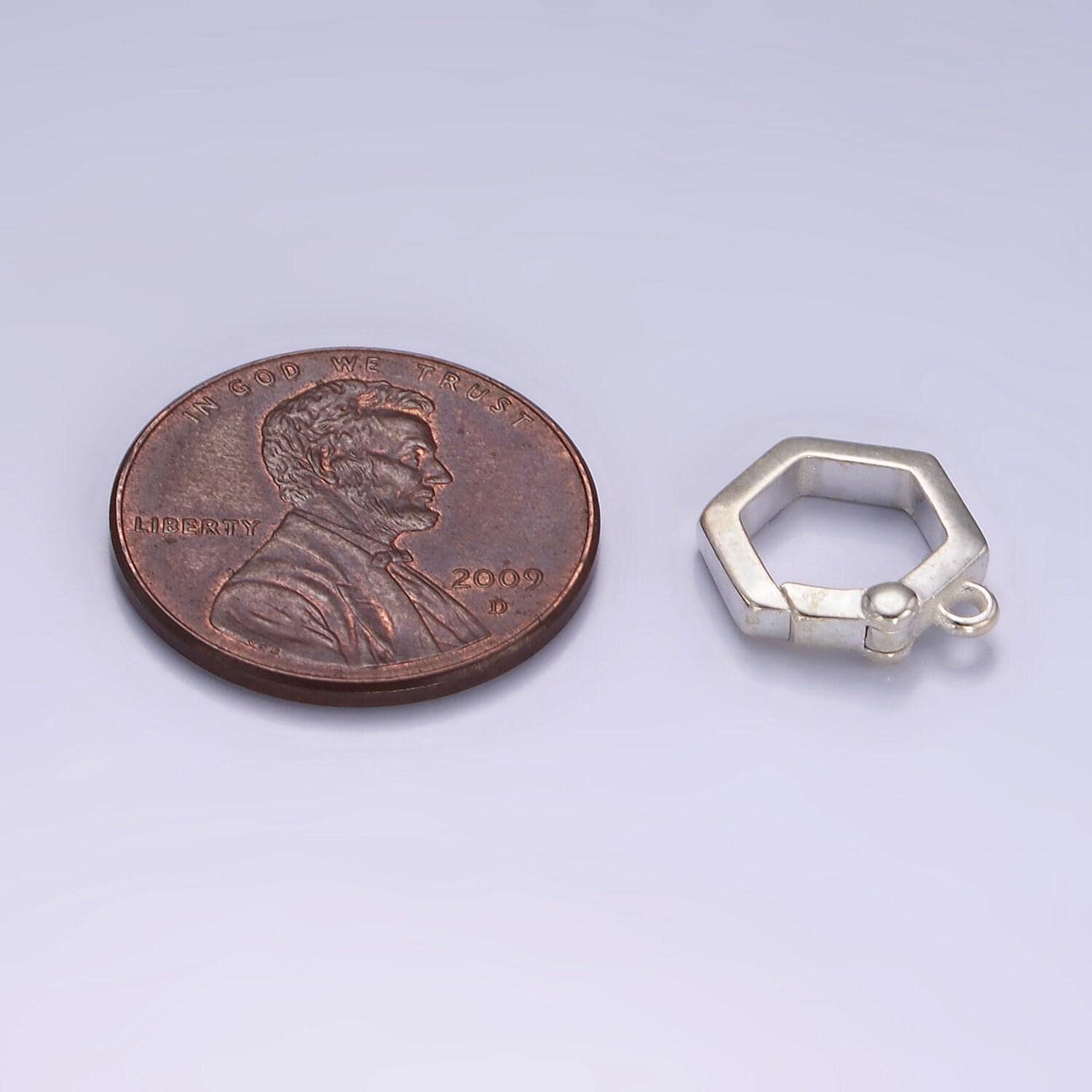 S925 sterling silver hexagon push gate clasps for jewelry making supplies charm holder necklace component sl-472