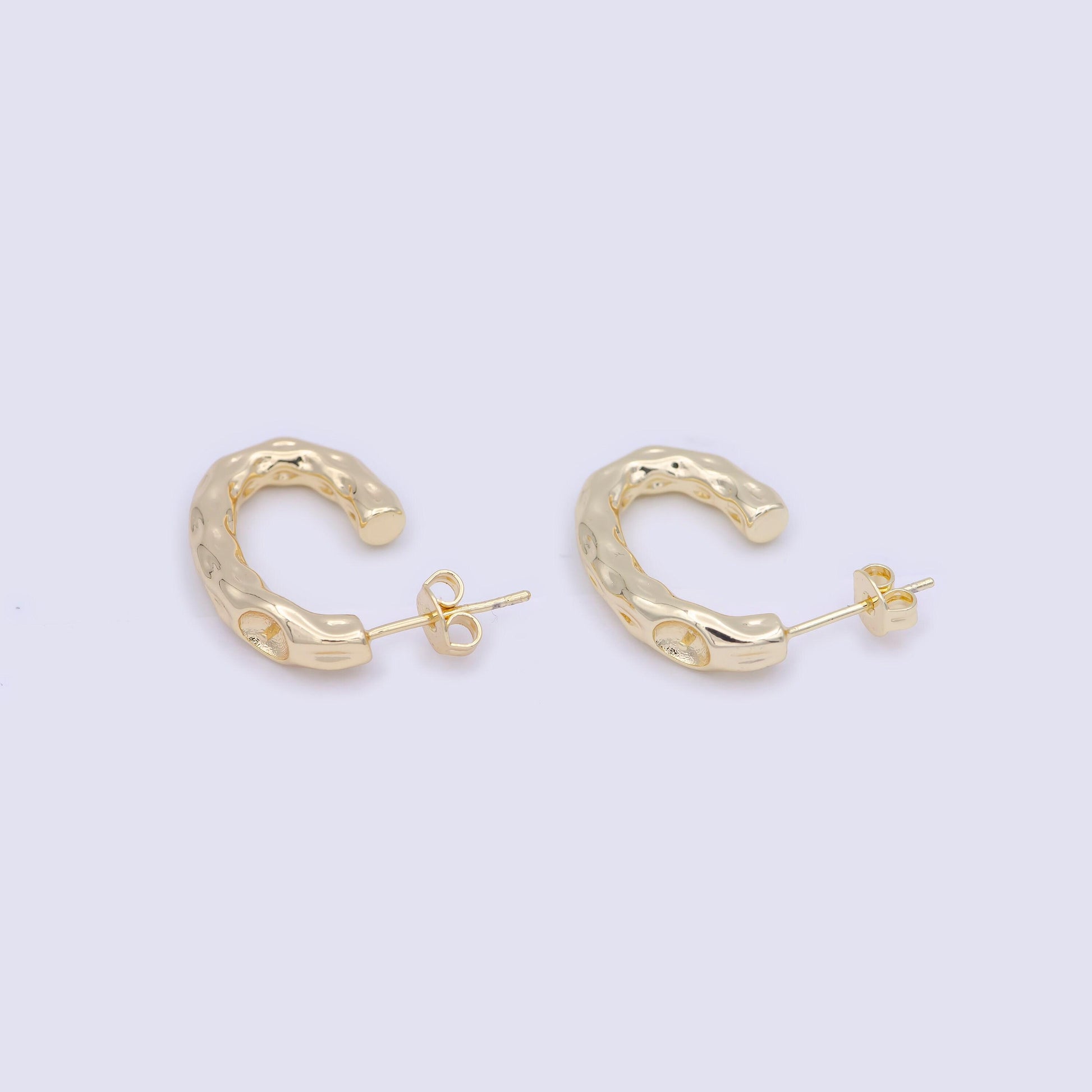 Hammered stud hoop earring post hoop studs, modern hoops basic hoop earrings, in 14k gold filled for everday wear