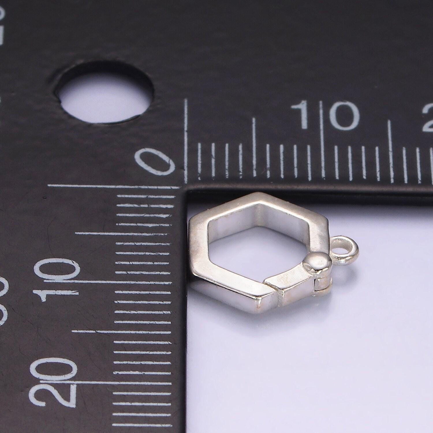 S925 sterling silver hexagon push gate clasps for jewelry making supplies charm holder necklace component sl-472