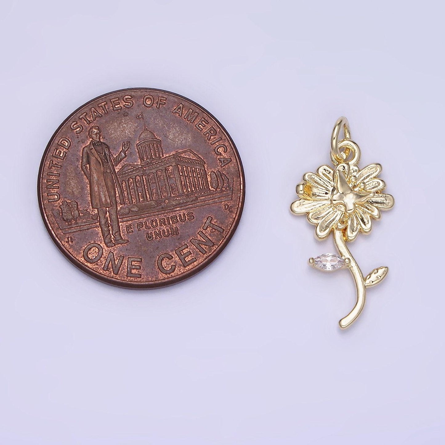 14k gold filled daisy w/ butterfly cz charm | ag-678
