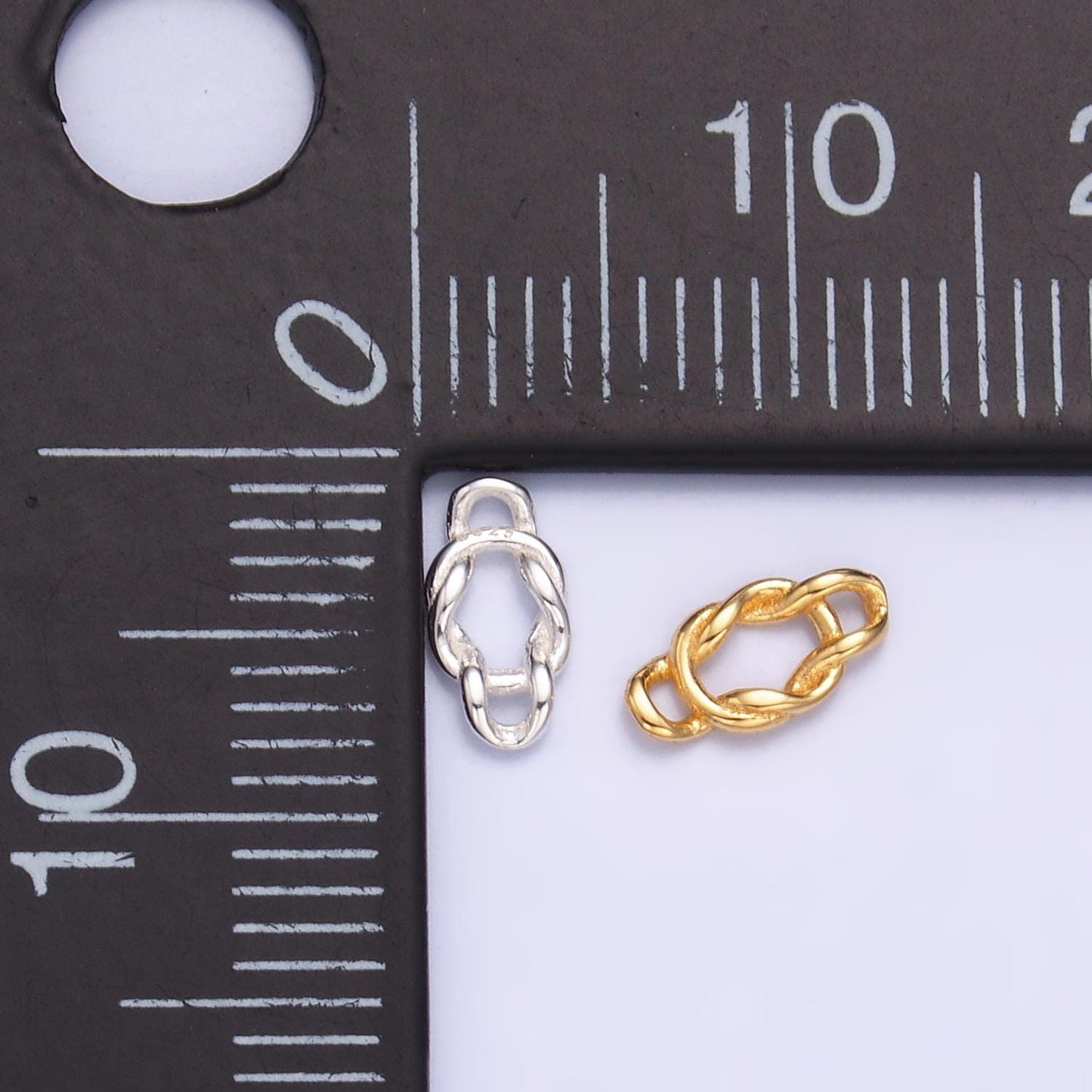 Sterling Silver S925 Mini Twisted Rope Charm Connector Gold Vermeil Infinity Link Connector for bracelet | SL-612