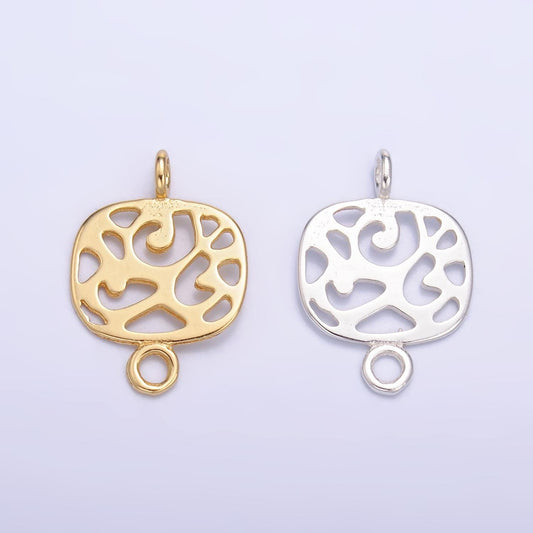 Sterling Silver S925 Mini Square Leopard Charm Connector Gold Vermeil Animal Cheetah Pattern Link Connector for bracelet | SL-618