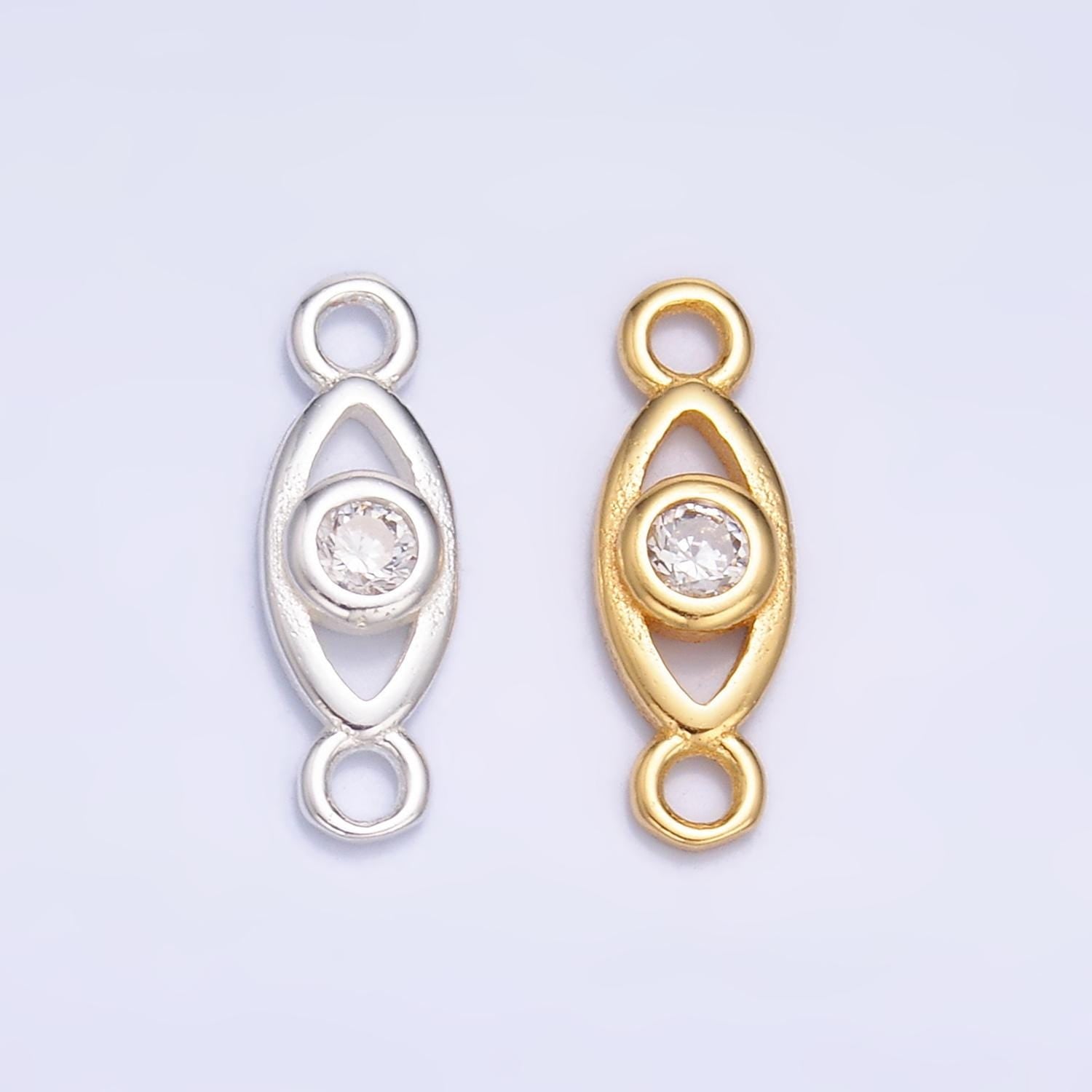 Mini Silver Evil Eye Charm Connector s925 Sterling Silver Eye Link Connector for Bracelet Necklace Supply for Permanent Jewelry SL610