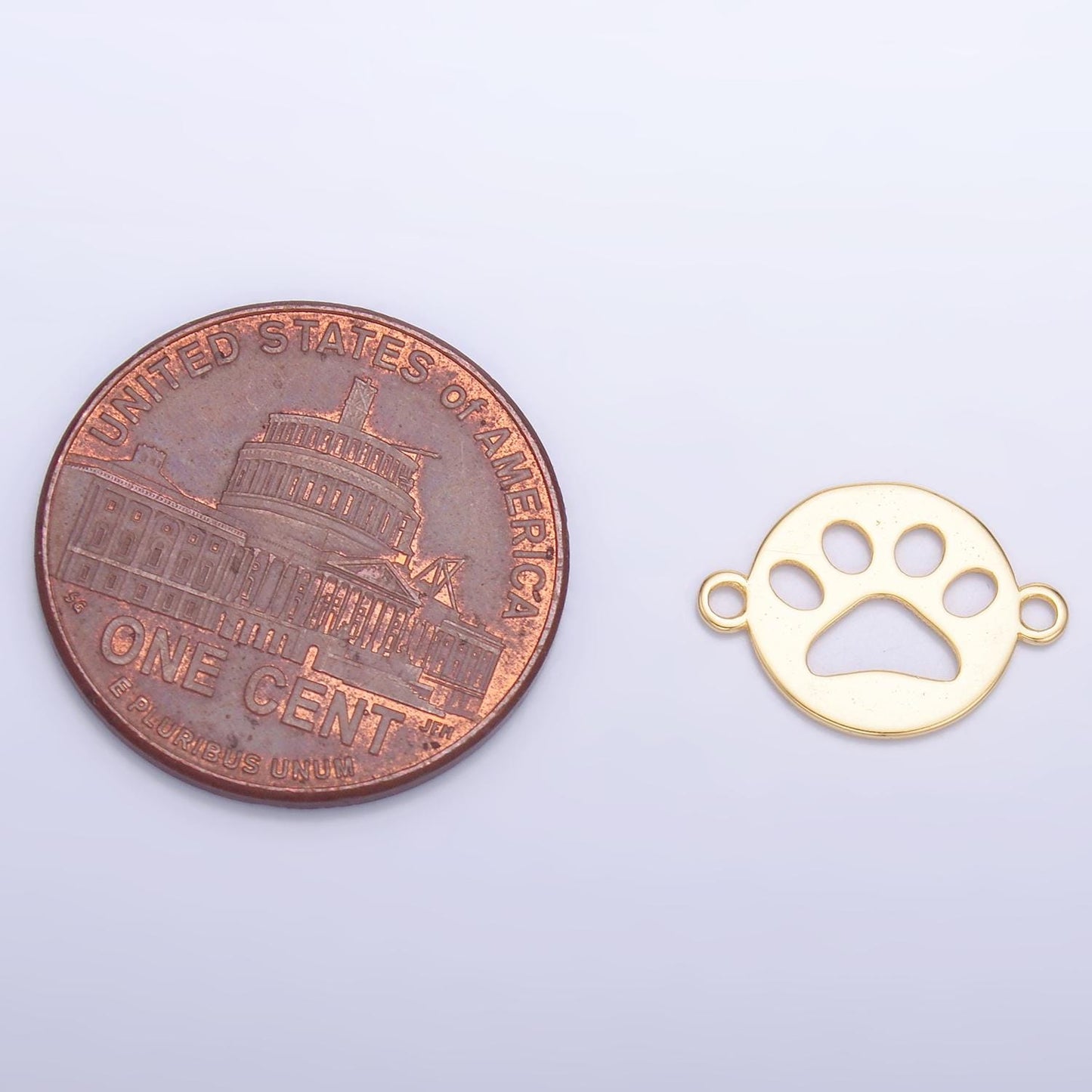 Sterling Silver 10mm pawprint animal pet round open Charm connector for Bracelet Component | SL-617