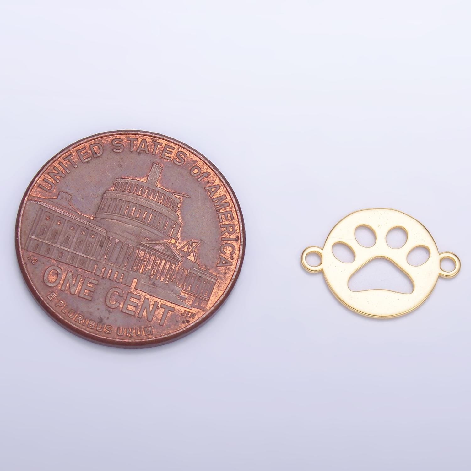 Sterling Silver 10mm pawprint animal pet round open Charm connector for Bracelet Component | SL-617
