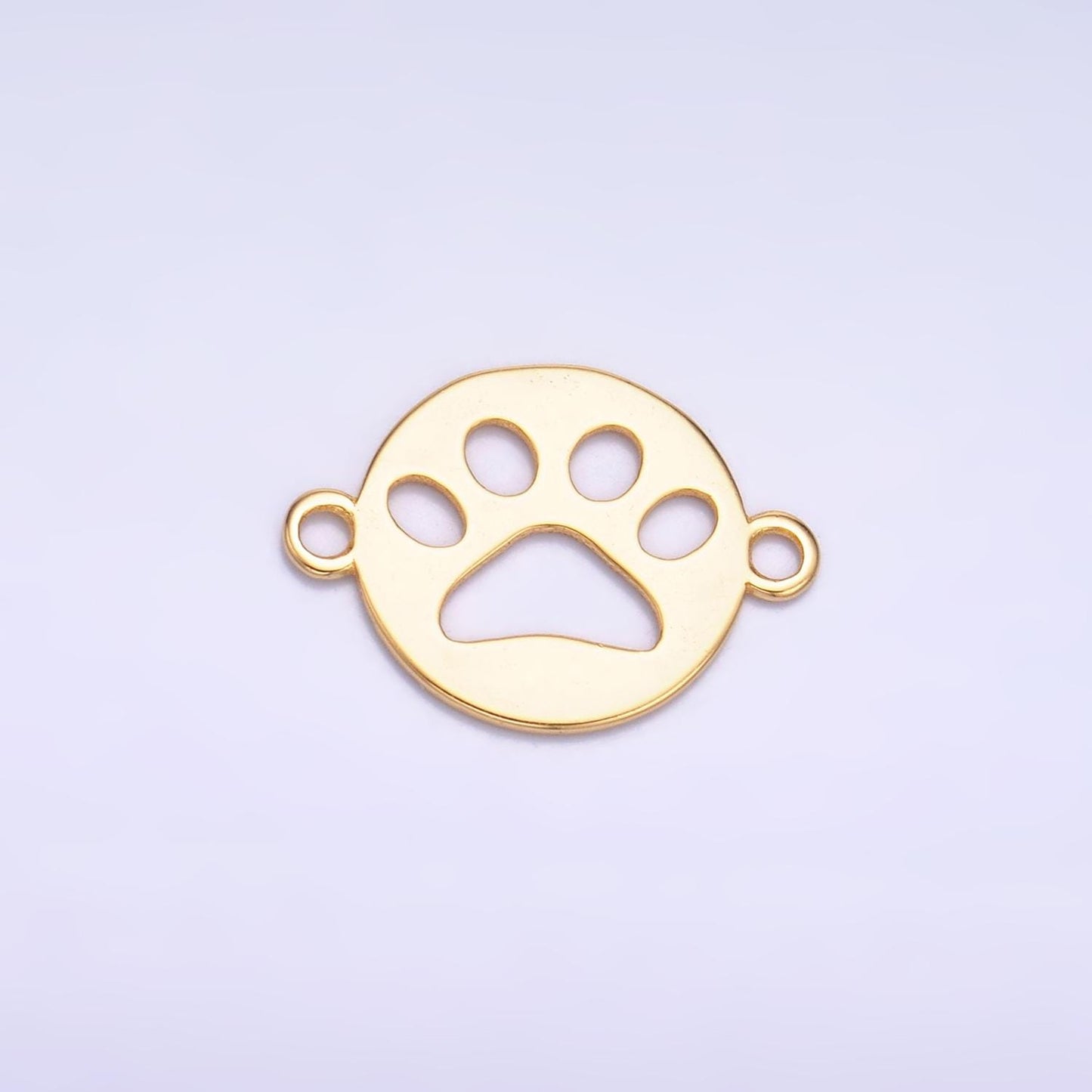 Sterling Silver 10mm pawprint animal pet round open Charm connector for Bracelet Component | SL-617
