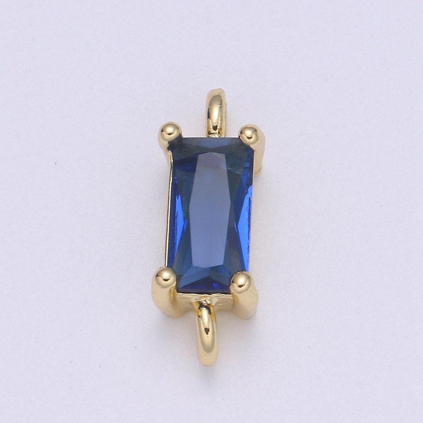 Rectangle solitaire cz gold connector square diamond cut dainty cubic zirconia connector for necklace bracelet supply f-594