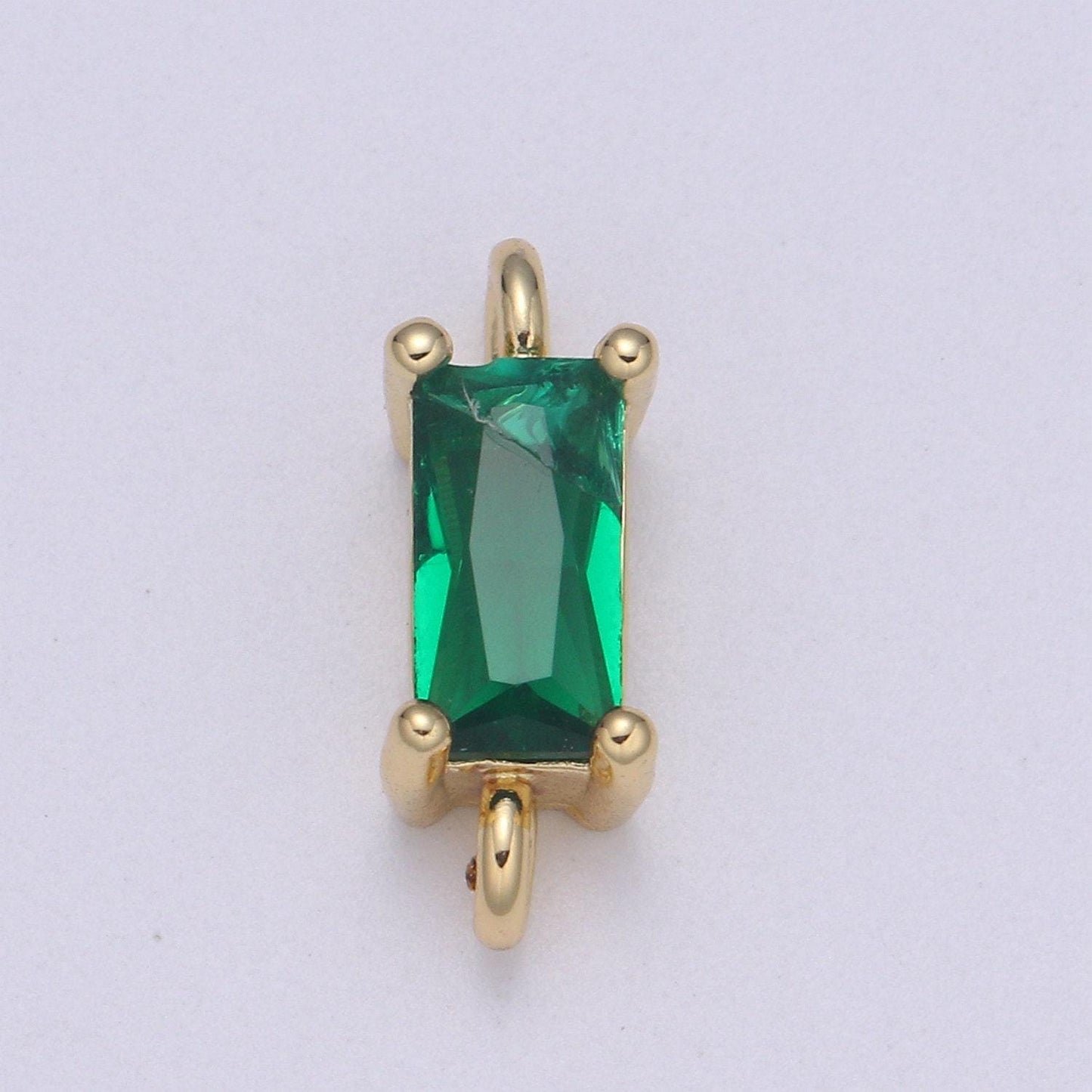 Rectangle solitaire cz gold connector square diamond cut dainty cubic zirconia connector for necklace bracelet supply f-594