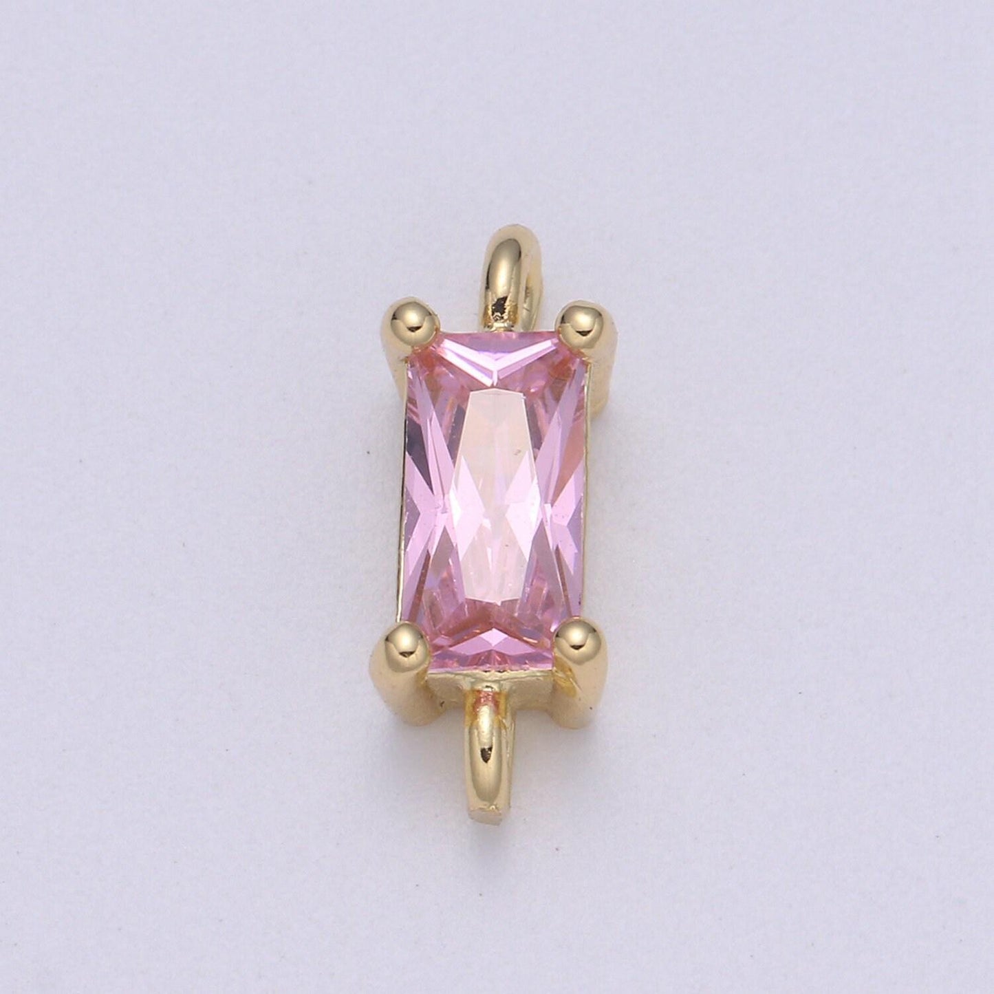 Rectangle solitaire cz gold connector square diamond cut dainty cubic zirconia connector for necklace bracelet supply f-594