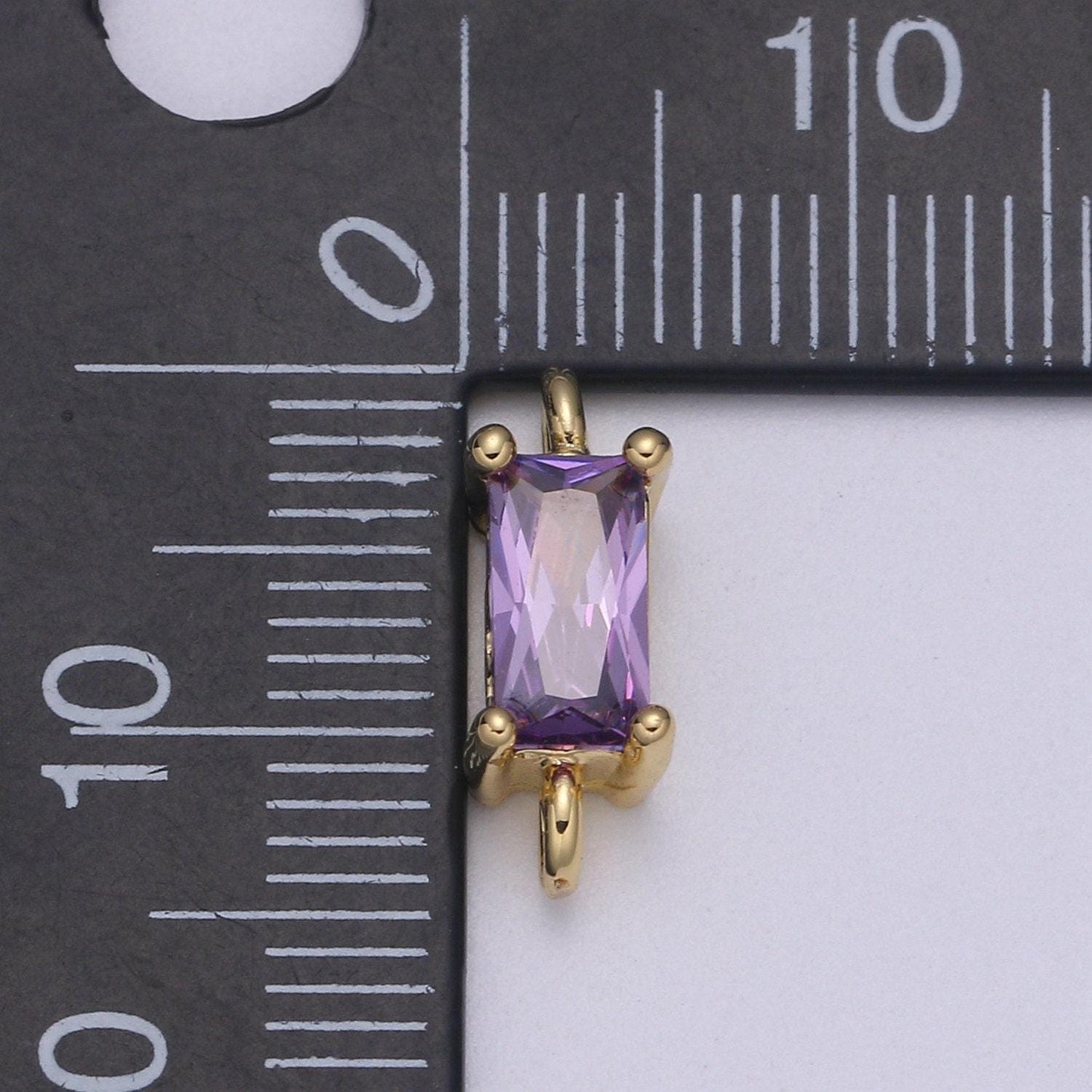 Rectangle solitaire cz gold connector square diamond cut dainty cubic zirconia connector for necklace bracelet supply f-594