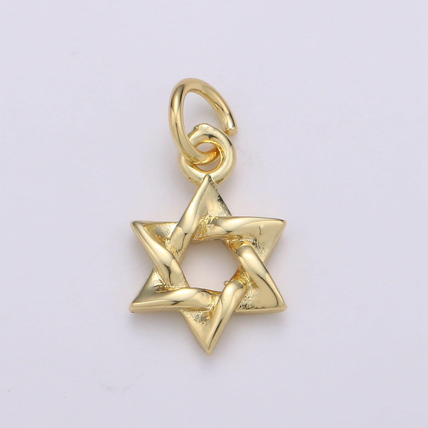 1pc star of david round 24k goldfild charm, jewis star pendant charm, charm,for diy jewelry,gold color, chgf-1953