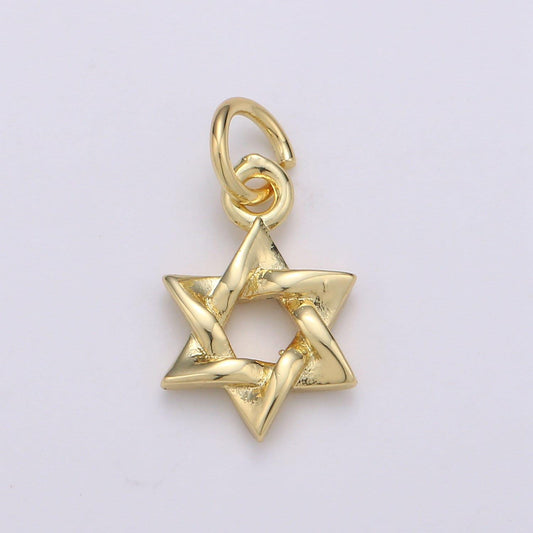 1pc star of david round 24k goldfild charm, jewis star pendant charm, charm,for diy jewelry,gold color, chgf-1953