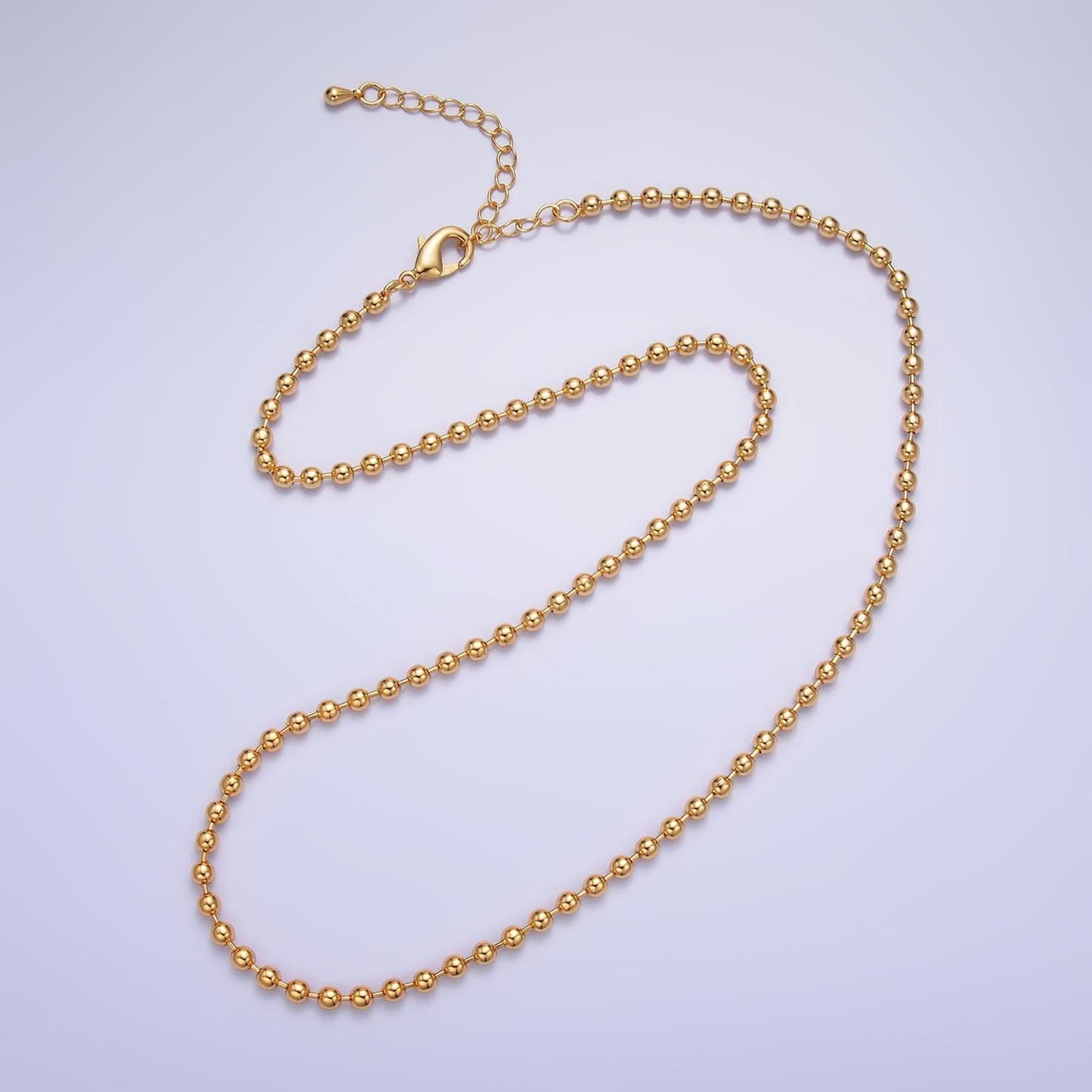 1pc 17.72'' ready to use 24k gold bead necklace chain, layering beaded chain, dainty beaded necklace, for chain necklace wa-2714