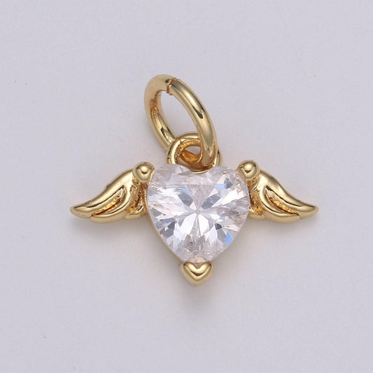 Venus 24k gold pendant,solitaire cz heart pendant ,doves cubic mini pendant, aphrodite dainty bracelet earring necklace charm,e-186