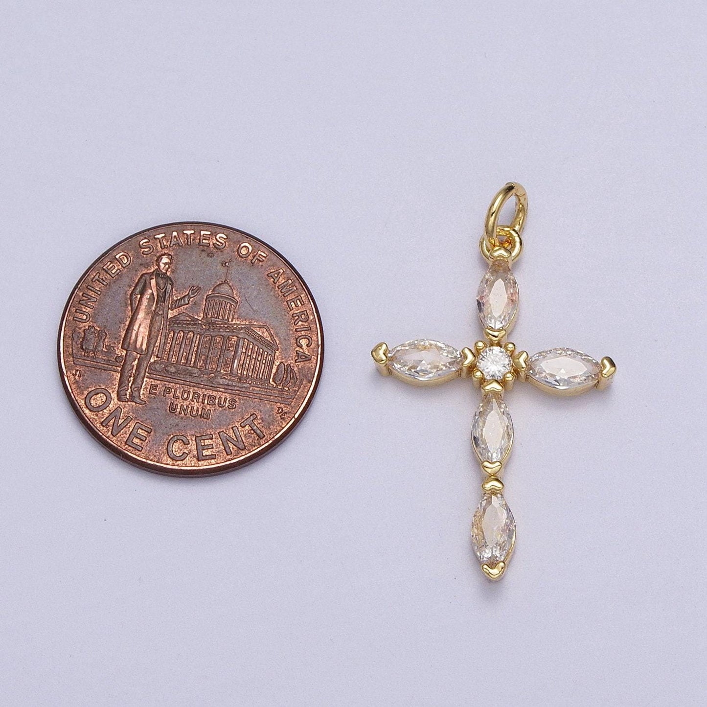 Cubic cross pendant gold plated cross necklace, marquise cz diamond pendant forwomen religious charm necklace supply ac012