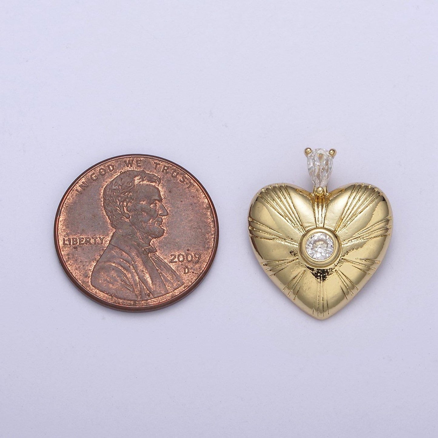 Small heart charm - cubic solitaire dainty gold mini heart add on charm - dainty heart - love inspired gold heart pendant c683