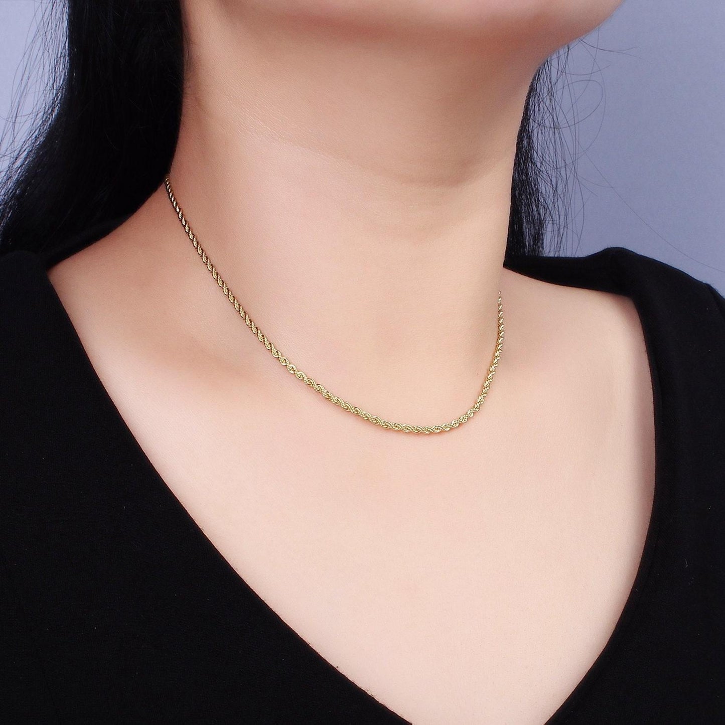 14k gold filled 1.8mm rope 16 inch, 18 inch choker layering chain necklace | wa-2115 wa2116