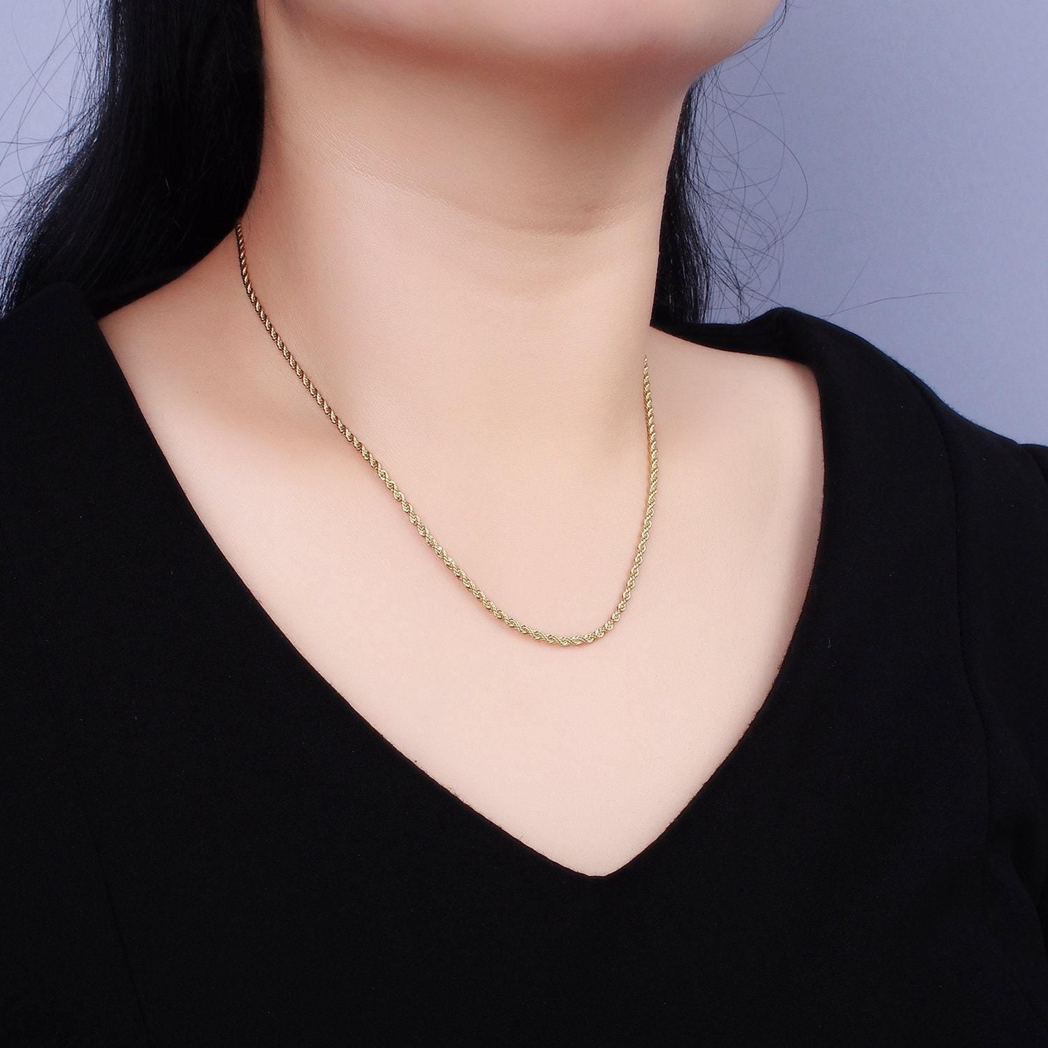 14k gold filled 1.8mm rope 16 inch, 18 inch choker layering chain necklace | wa-2115 wa2116