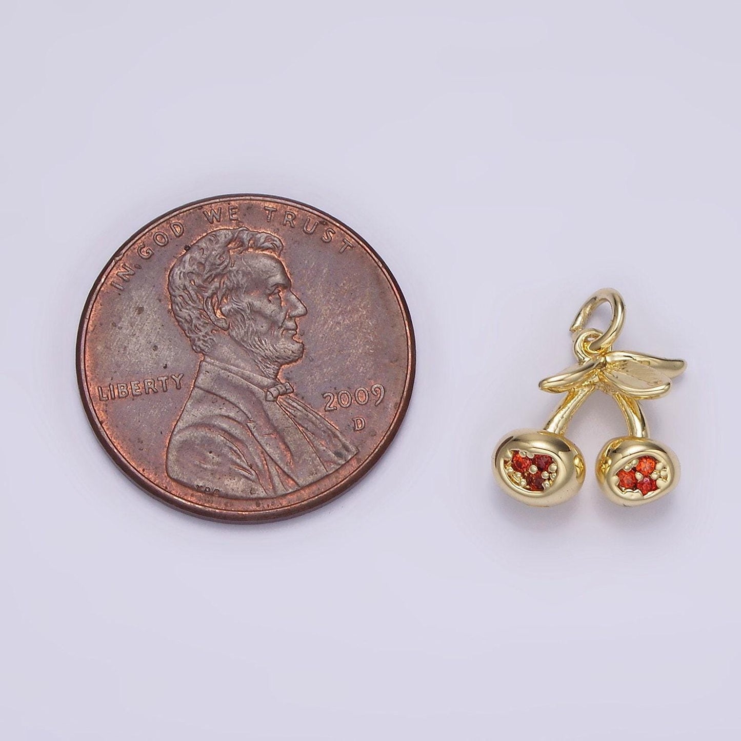 14k gold filled orange cz cherry fruit mini add-on charm | ag231