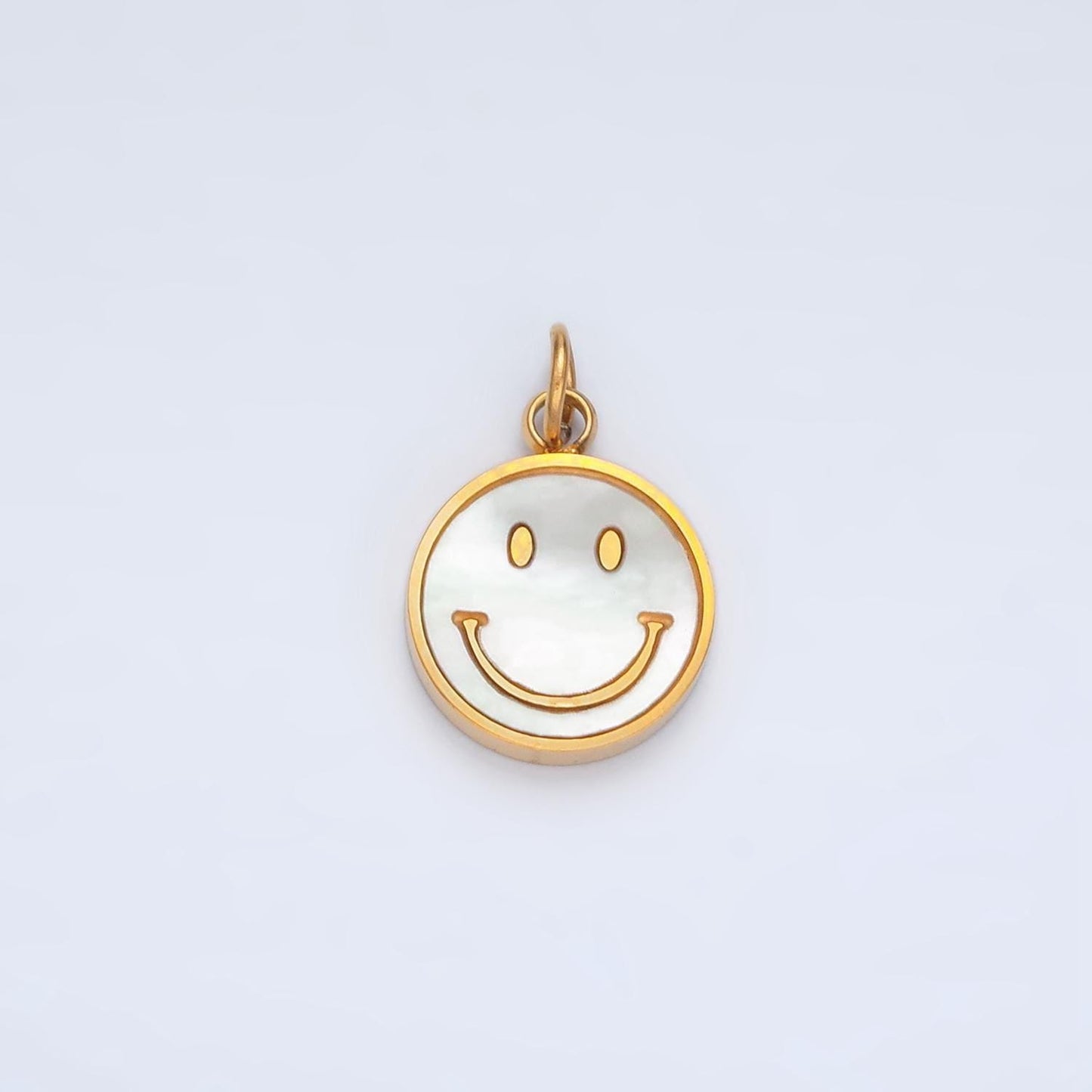 Stainless steel 12mm shell pearl happy smile charm | p-1044